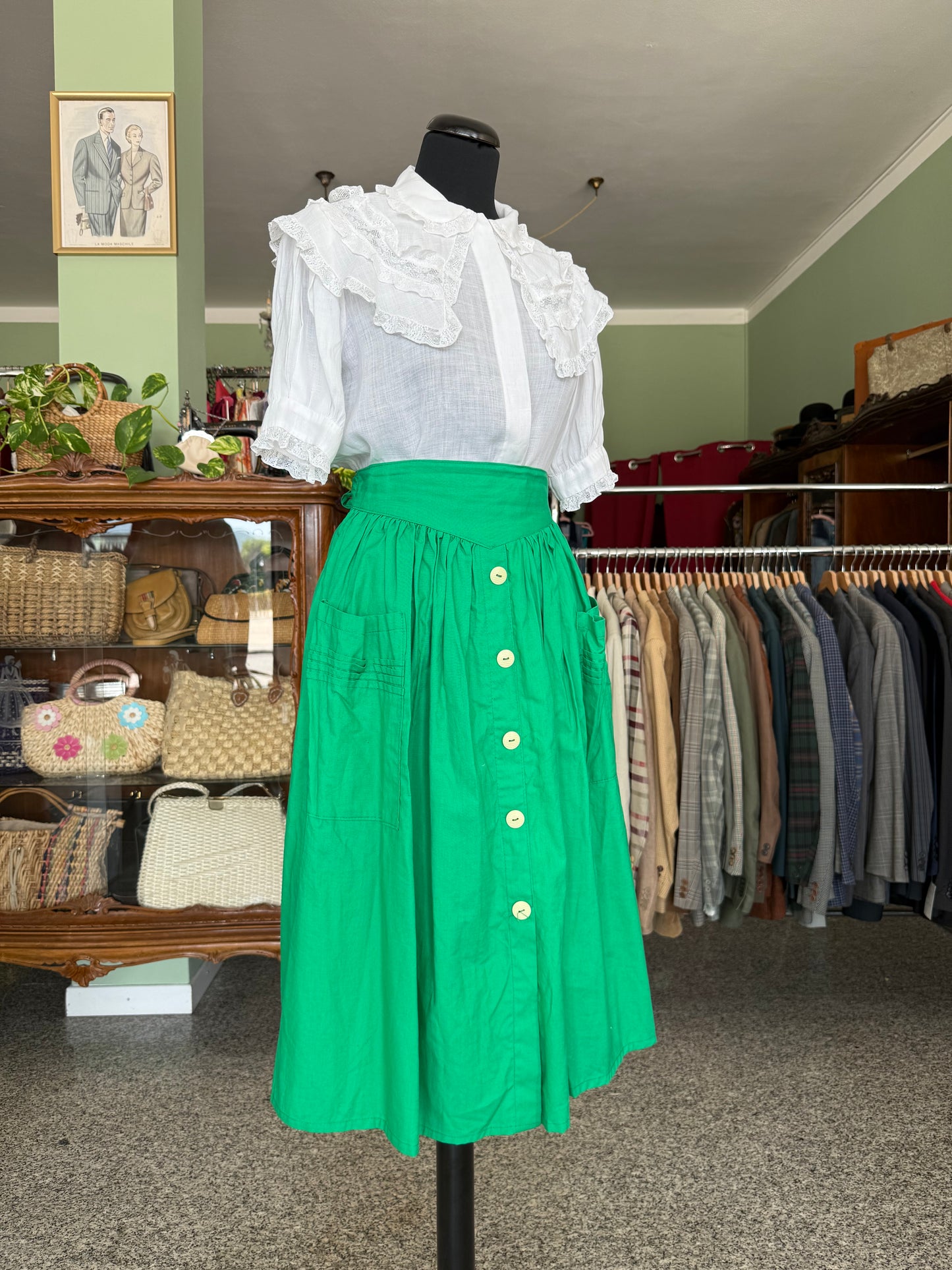 Gonna verde prato stile ‘50s - TG. 50