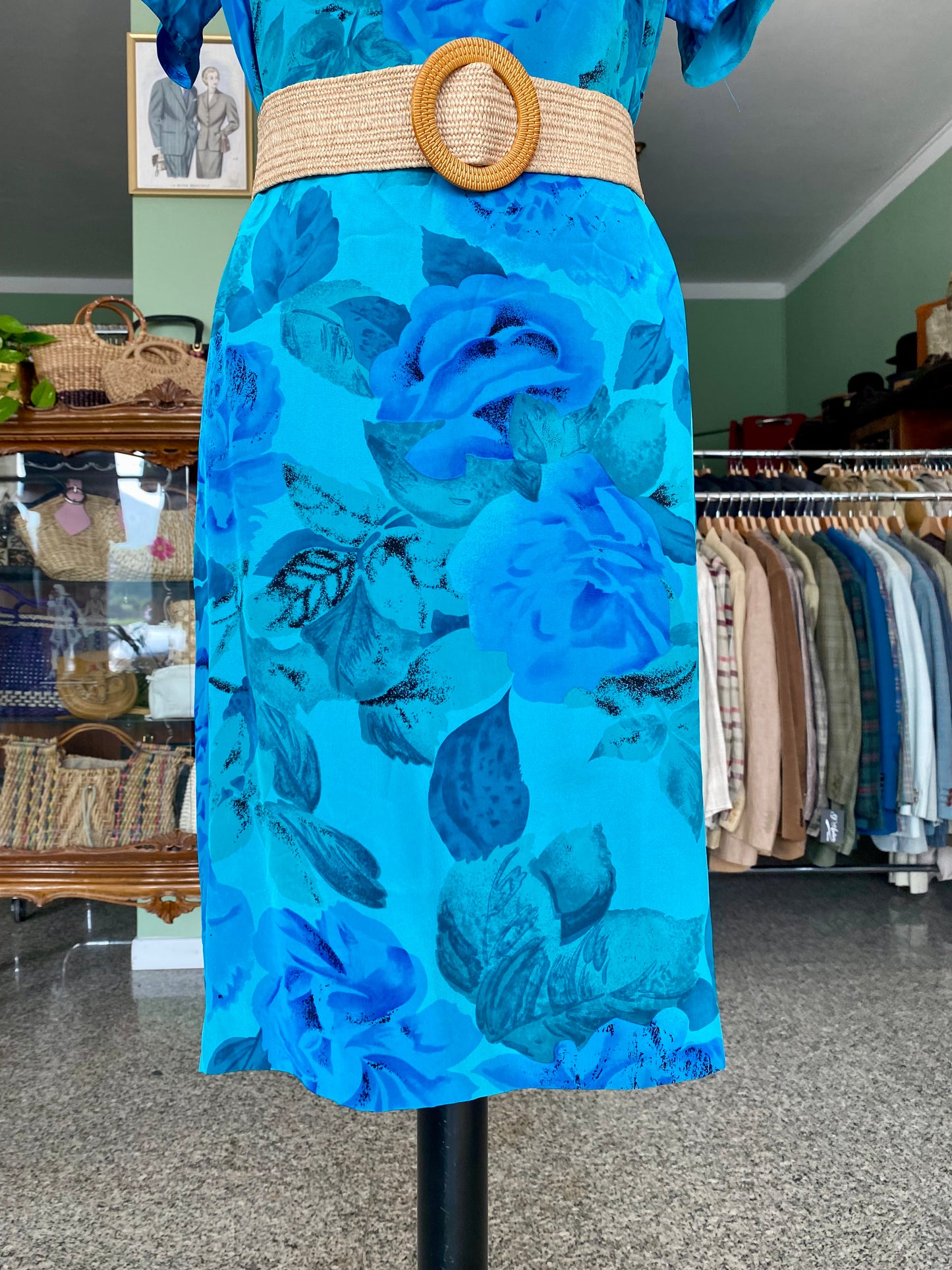 Abito in seta con rose blu - TG. 40