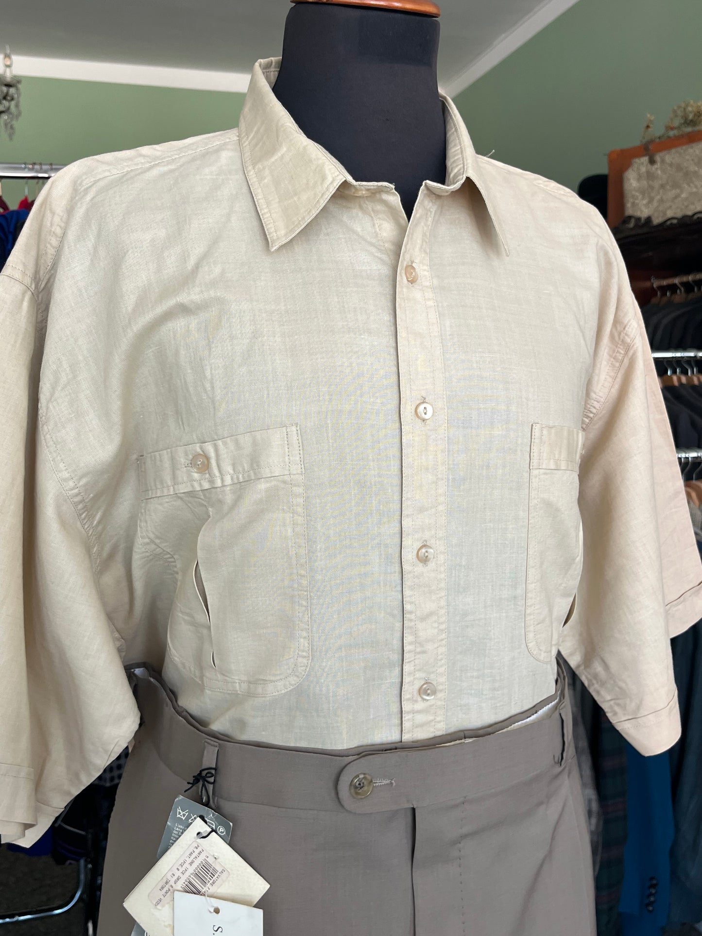 Camicia a maniche corte lino XL-XXL
