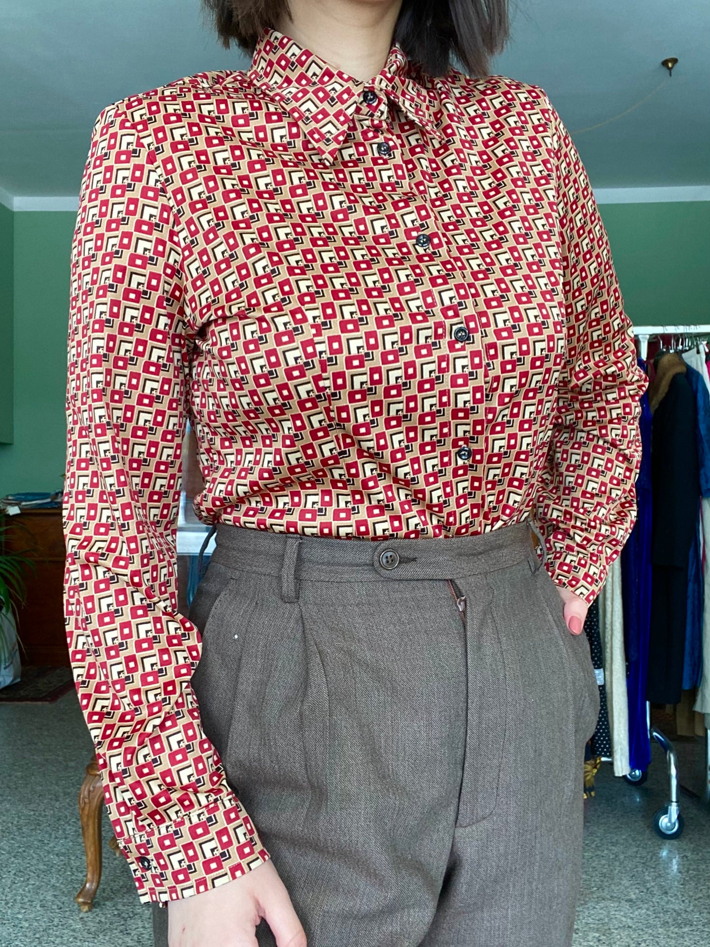 Camicia anni ‘70 stampa optical - TG. 38/40