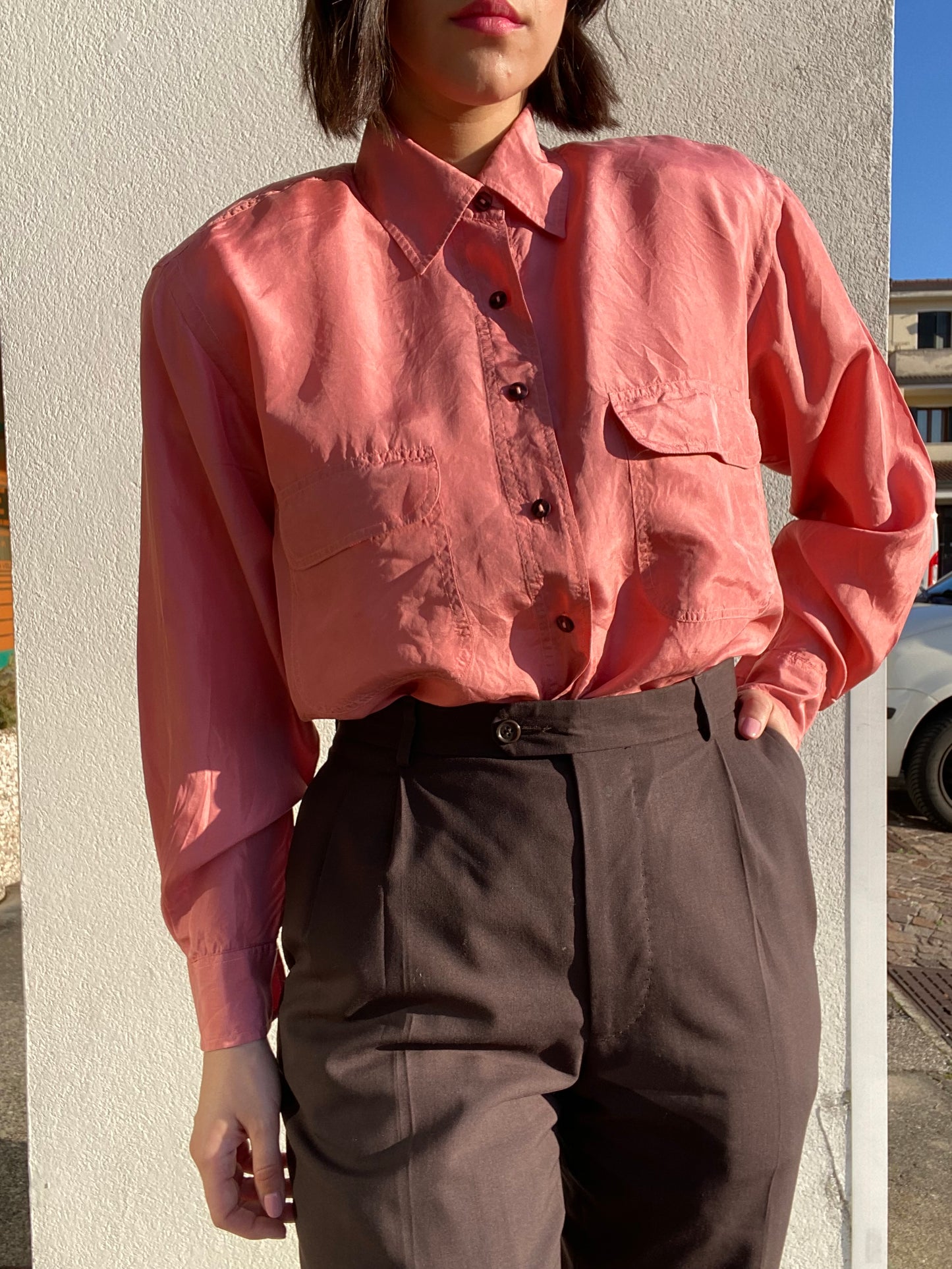 Camicia rosa in seta - TG. 48/50/52/54