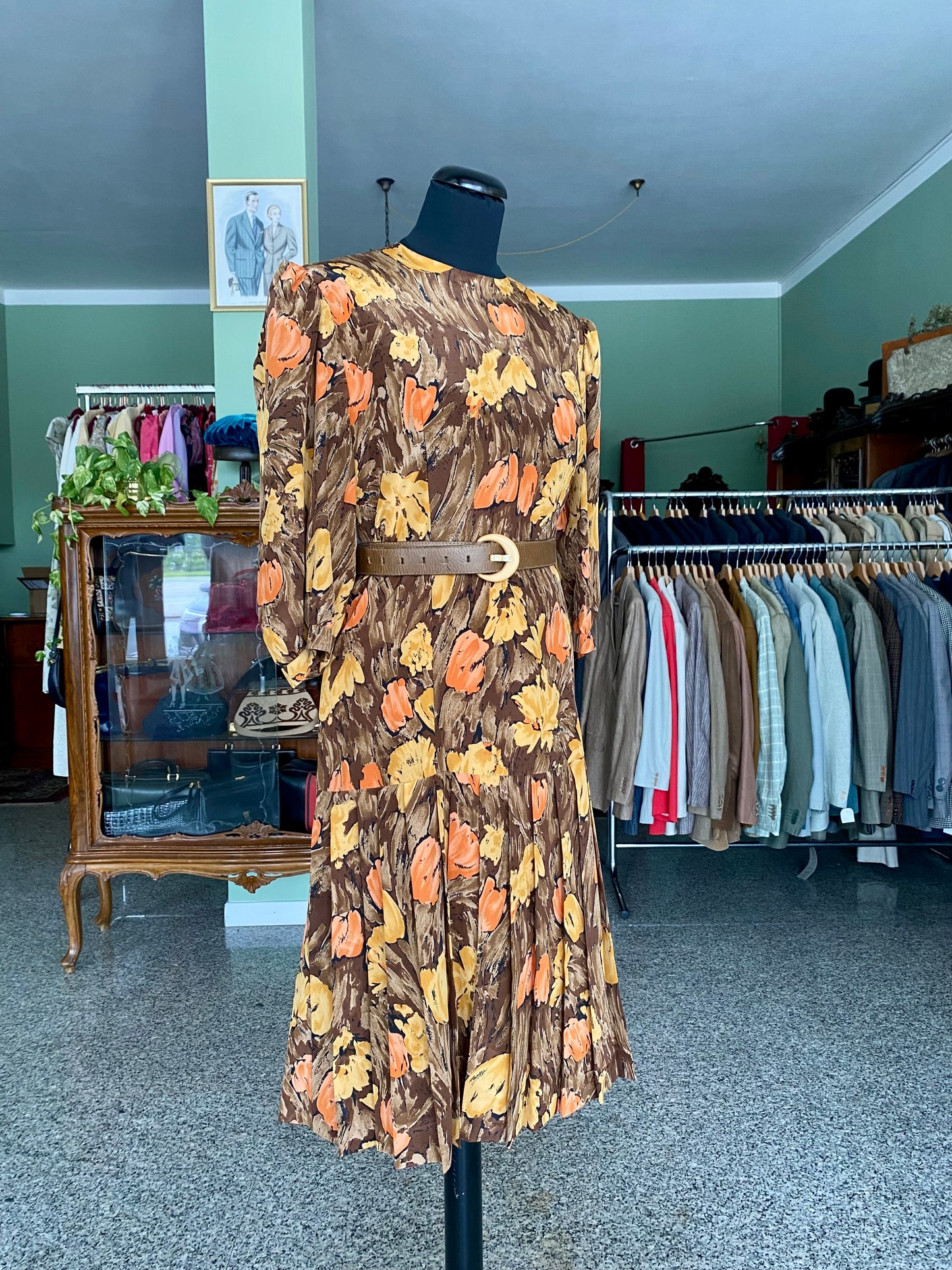 Abito in seta sartoriale con stampa pittorica - TG. 44 circa