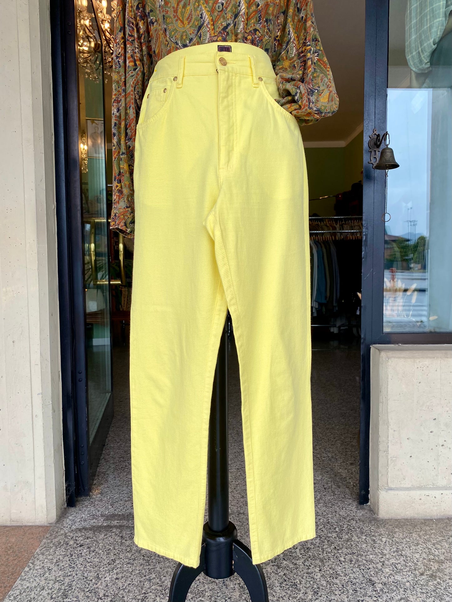 Pantaloni gialli in piquet di cotone - TG. 44