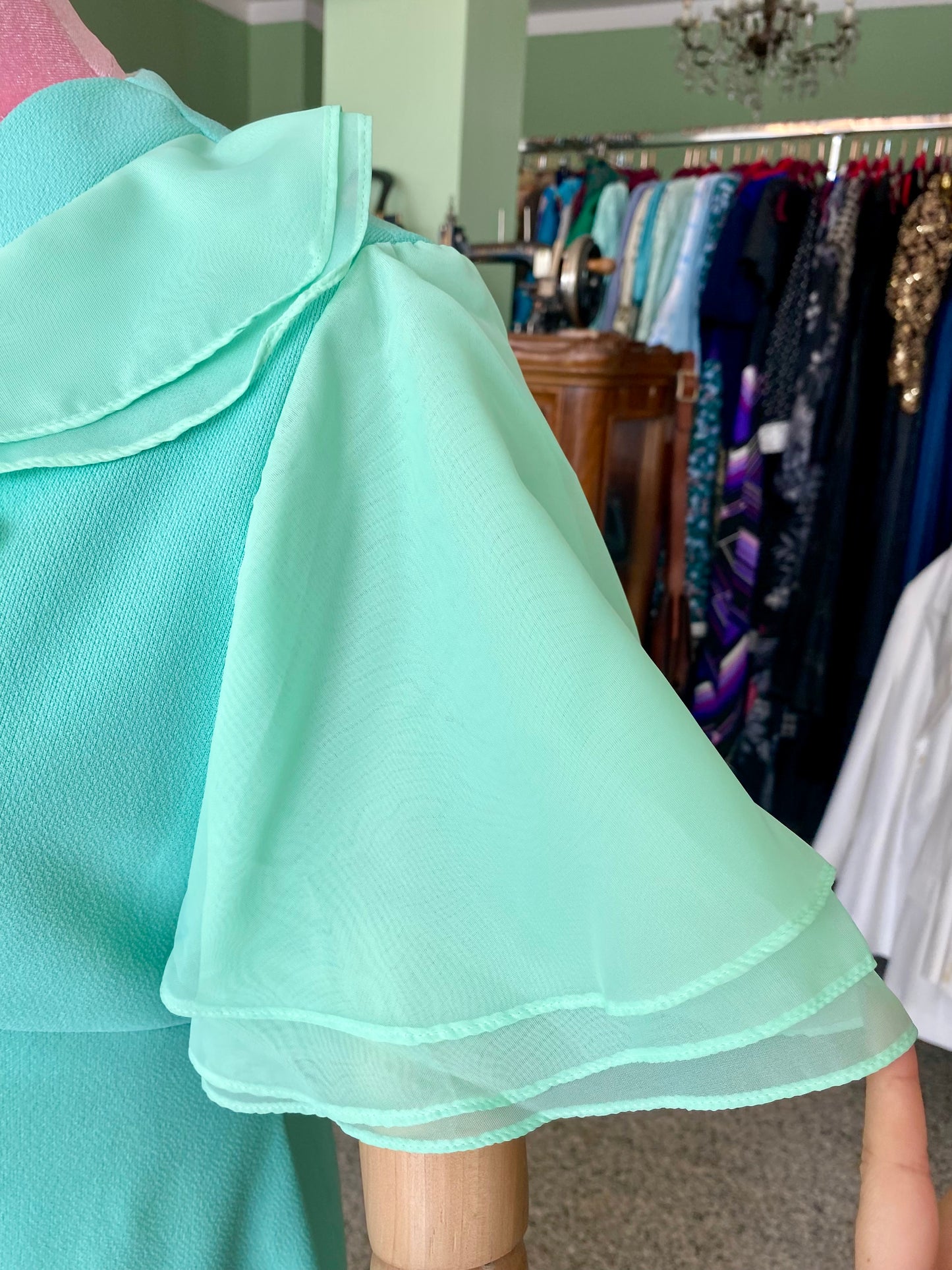 Maxi dress anni ’70 verde acqua - TG. 40