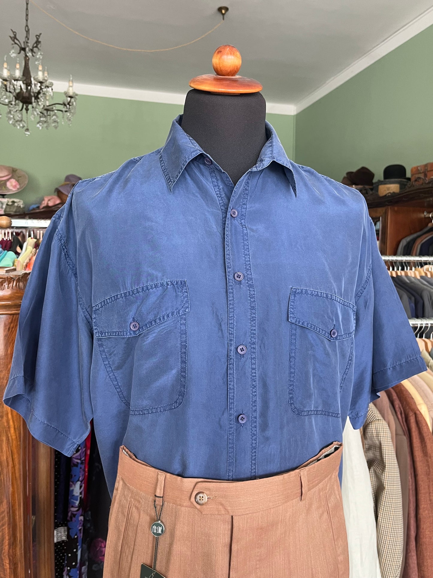 Camicia pura seta a maniche corte tg. L-XL