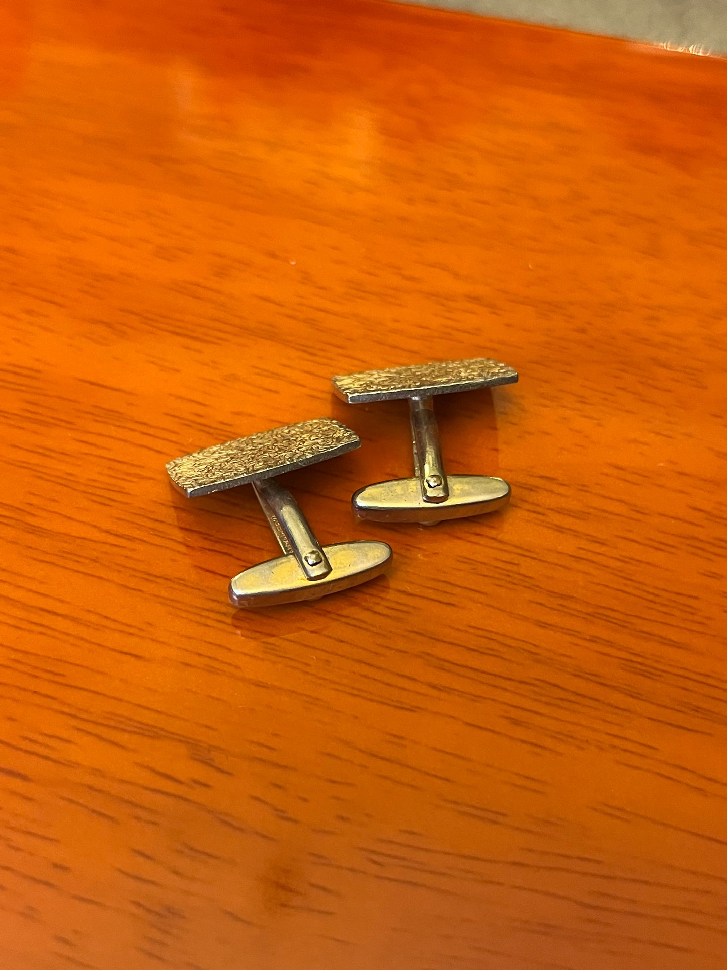 Gemelli argentati rettangolari