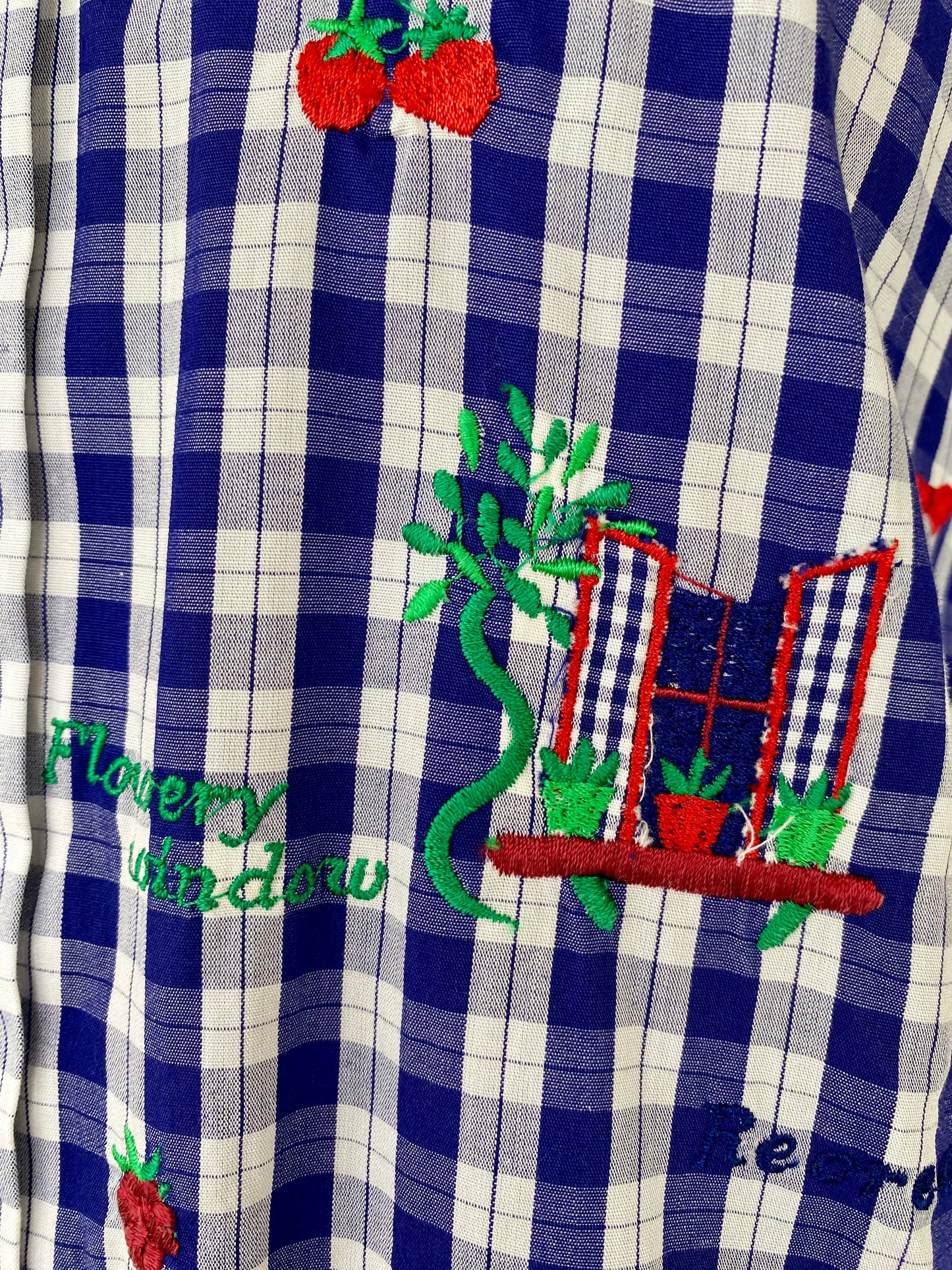 Camicia in cotone a quadretti con ricami - TG. 42 circa