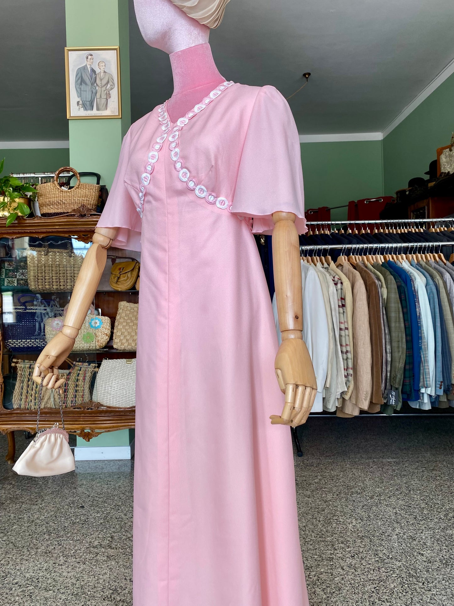 Maxi dress anni ‘70 rosa pastello - TG. 40