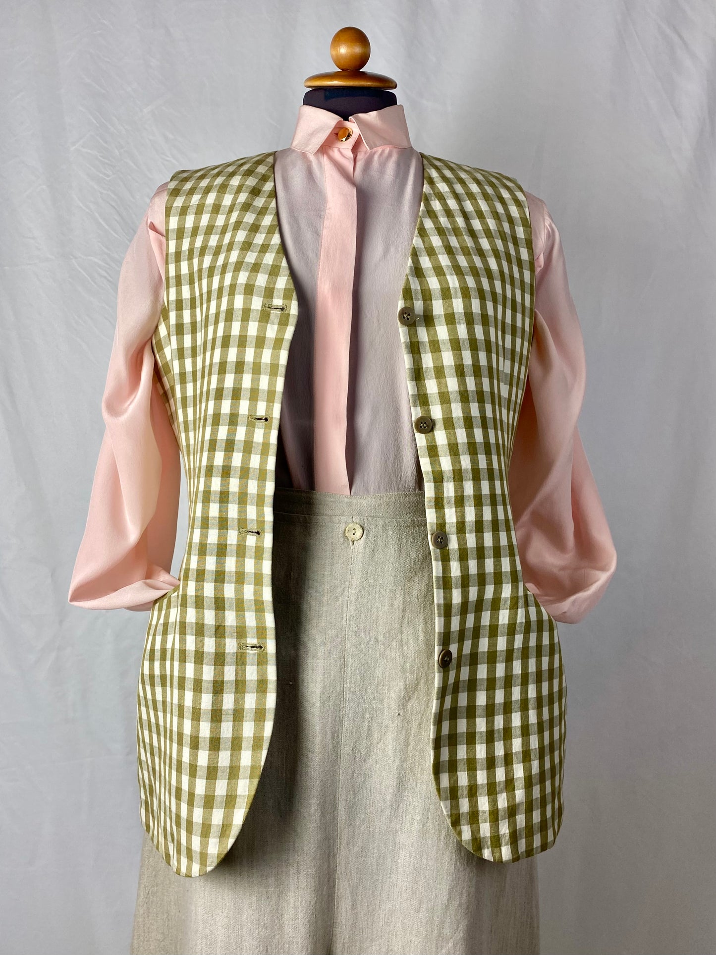 Gilet vichy verde pistacchio - TG. 40/42