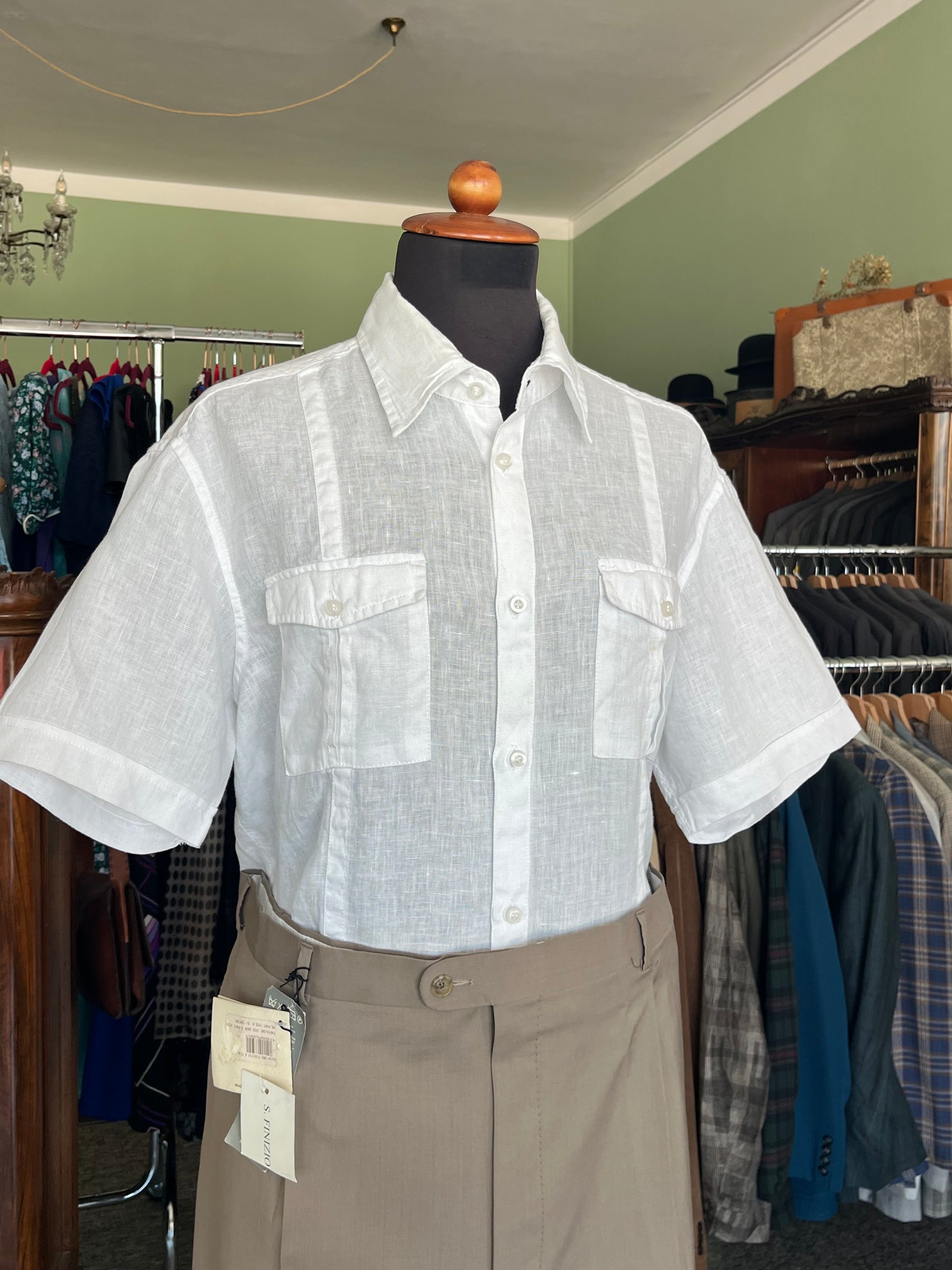 Camicia a maniche corte lino M-L