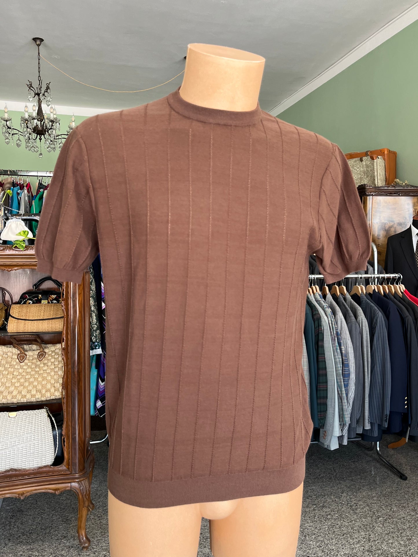 T-shirt a maniche corte cotone/lino tg. 50