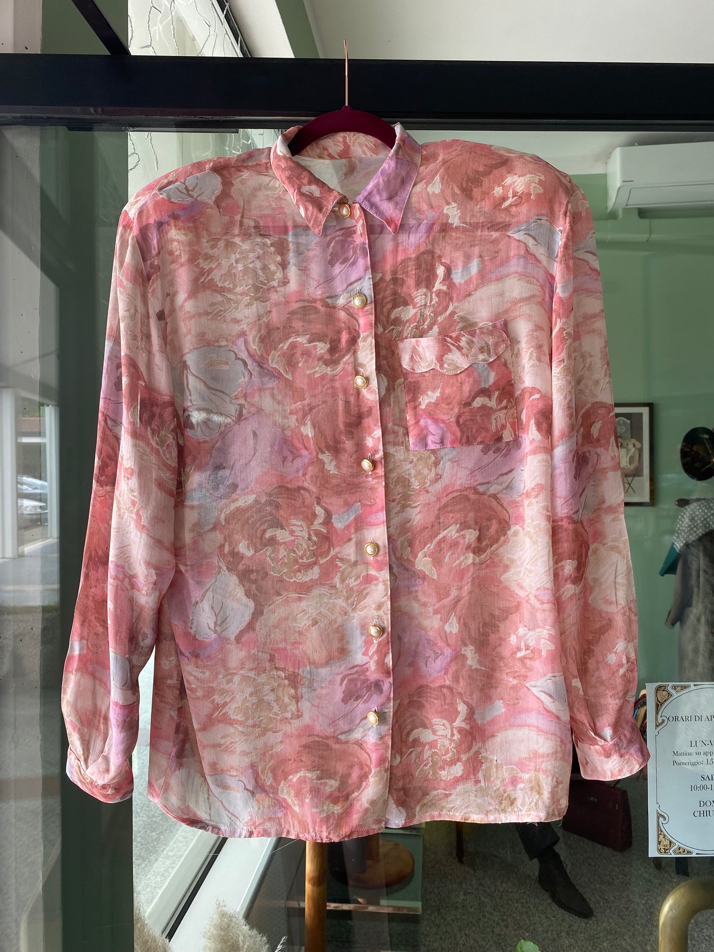 Camicia anni ‘80 stampa floreale rosa - TG. da 42 a 48