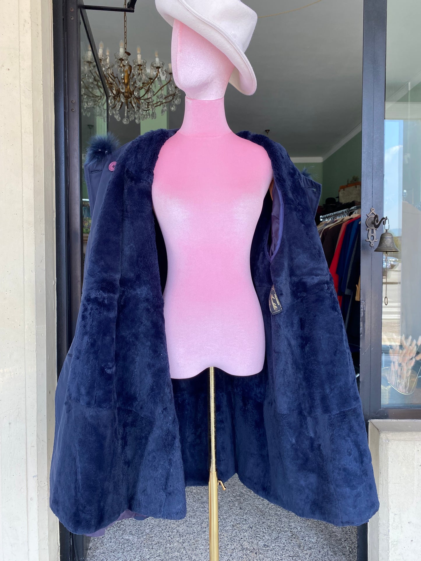 Trench blu con fodera in eco pelliccia - Per Roberta
