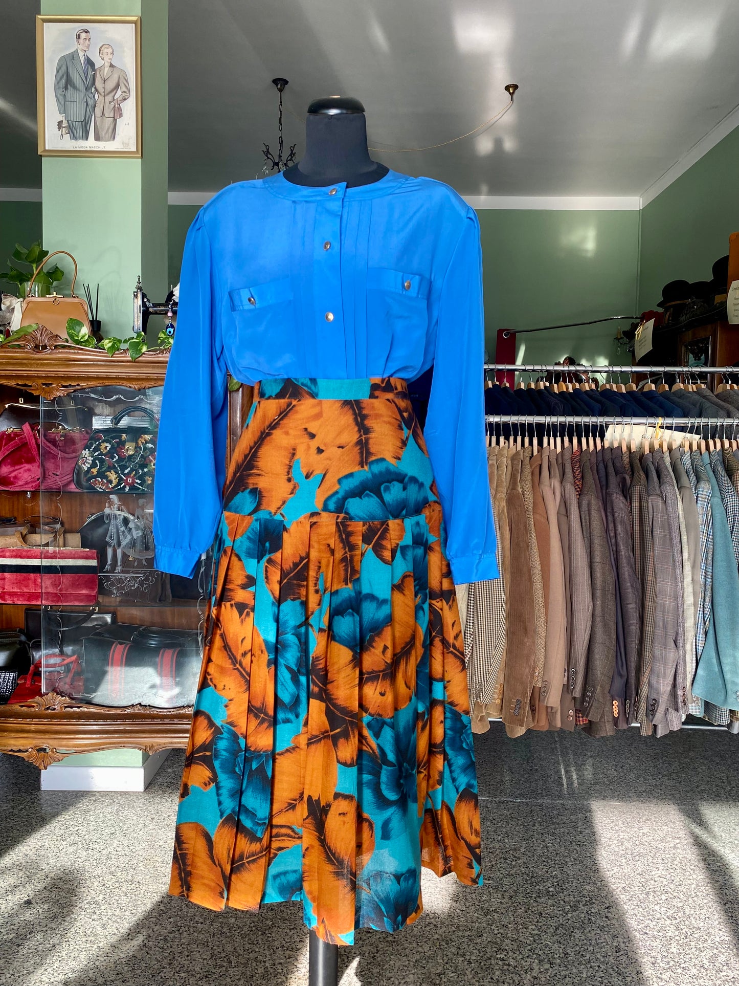 Gonna a pieghe tirchese e arancio - TG.