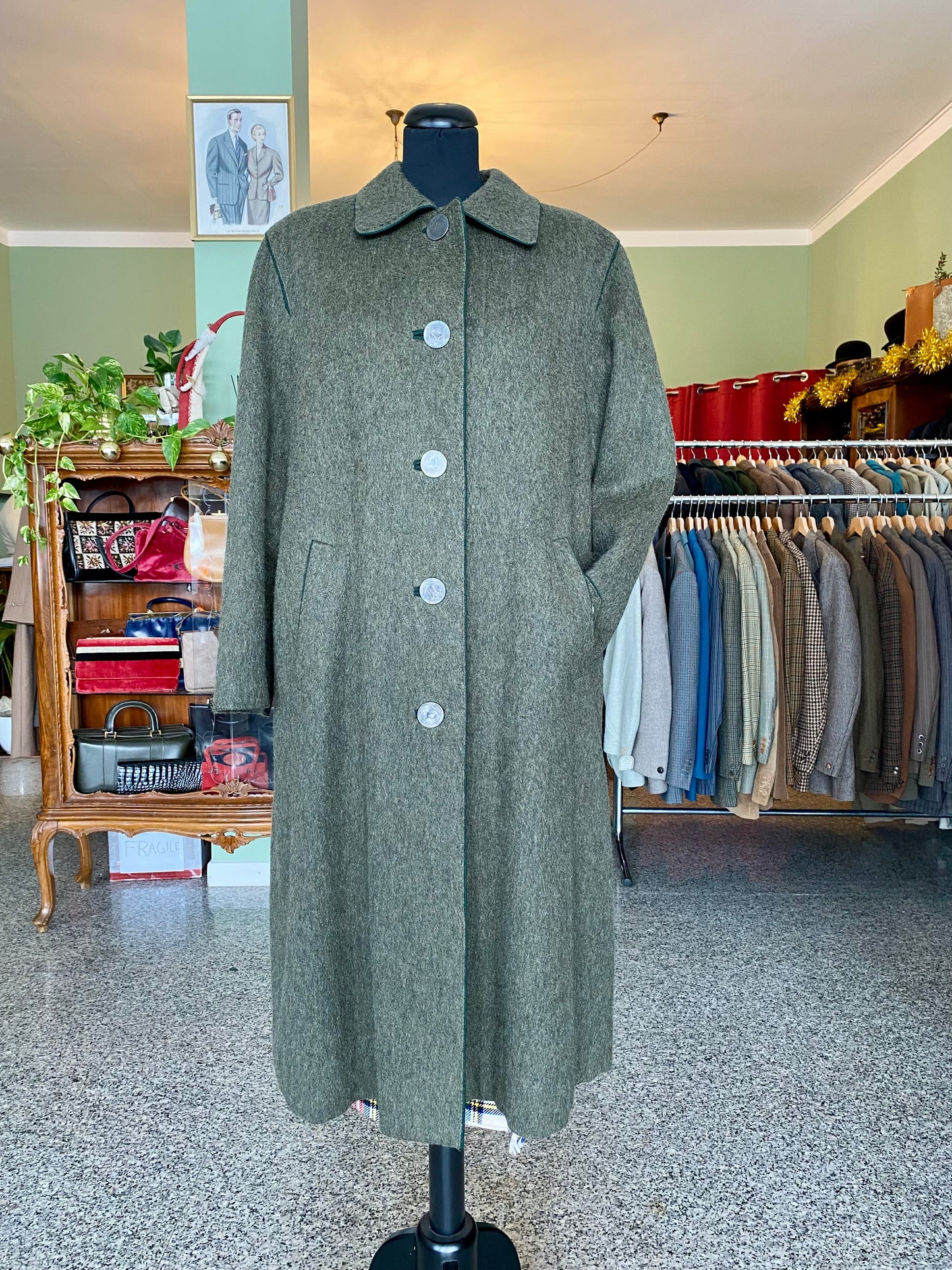 Cappotto tirolese verde militare - TG. 44/46