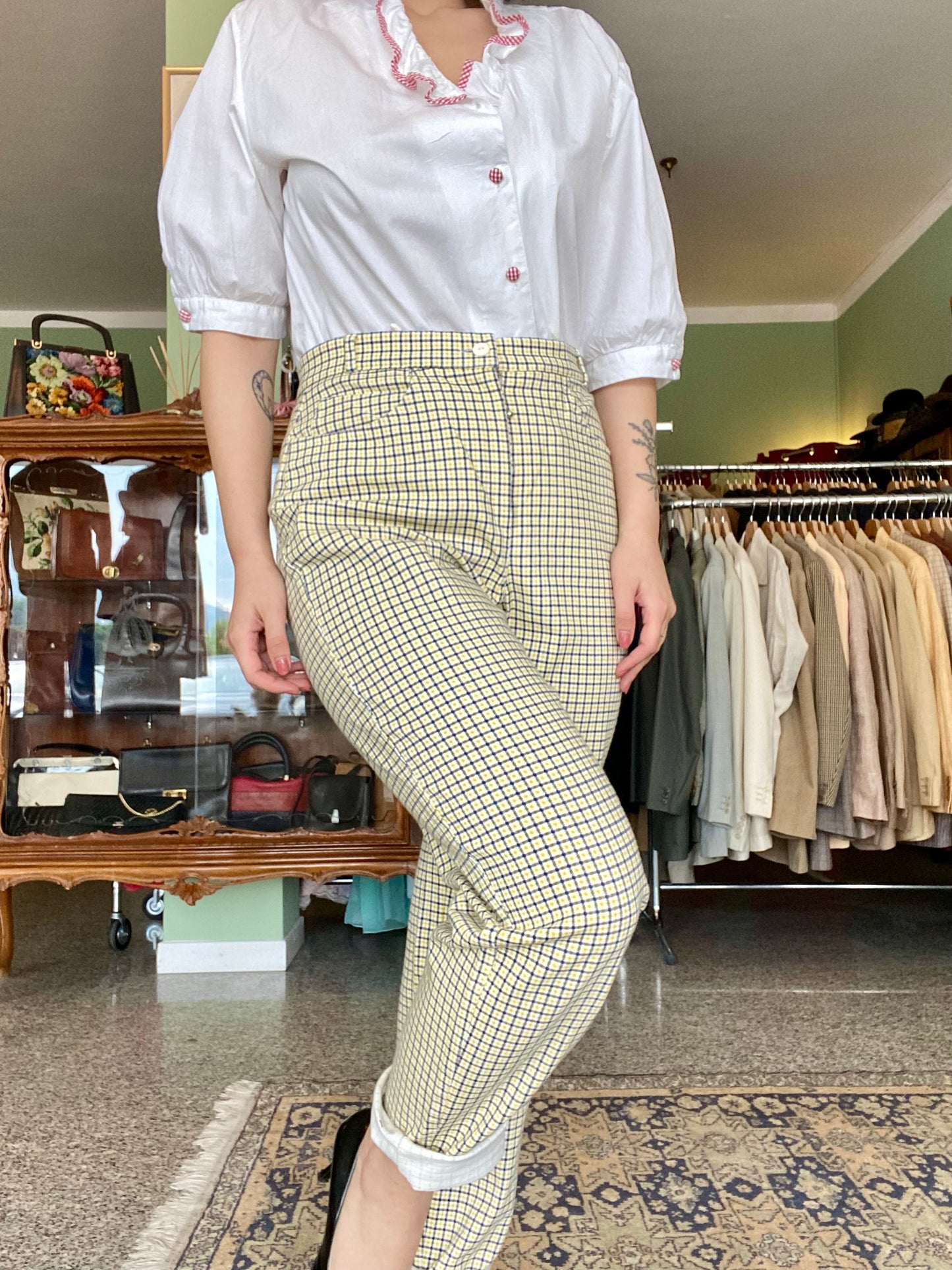 Pantaloni a quadri 100% cotone - TG. 42