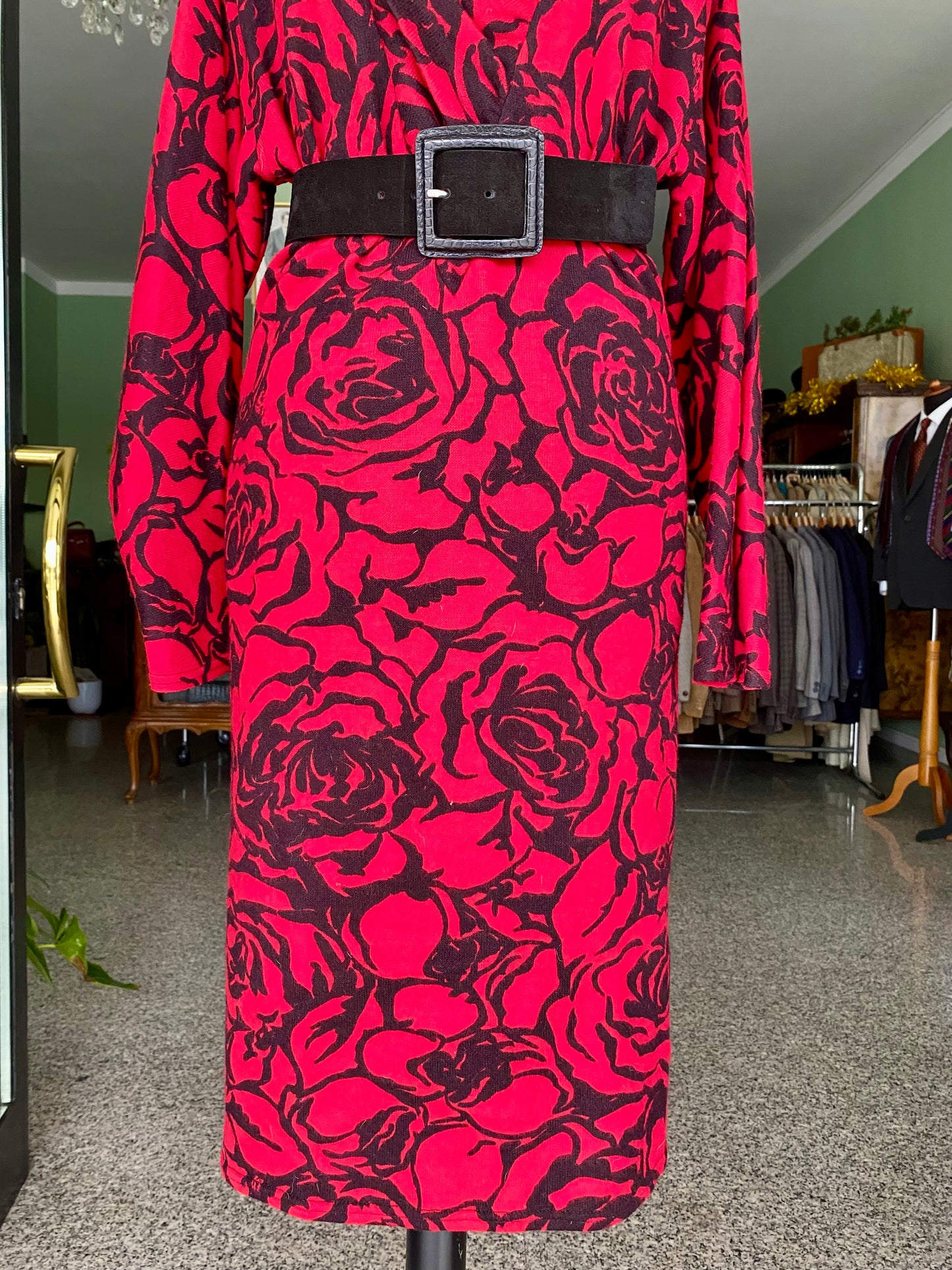 Abito in maglia di lana con rose - TG. 40/42/44