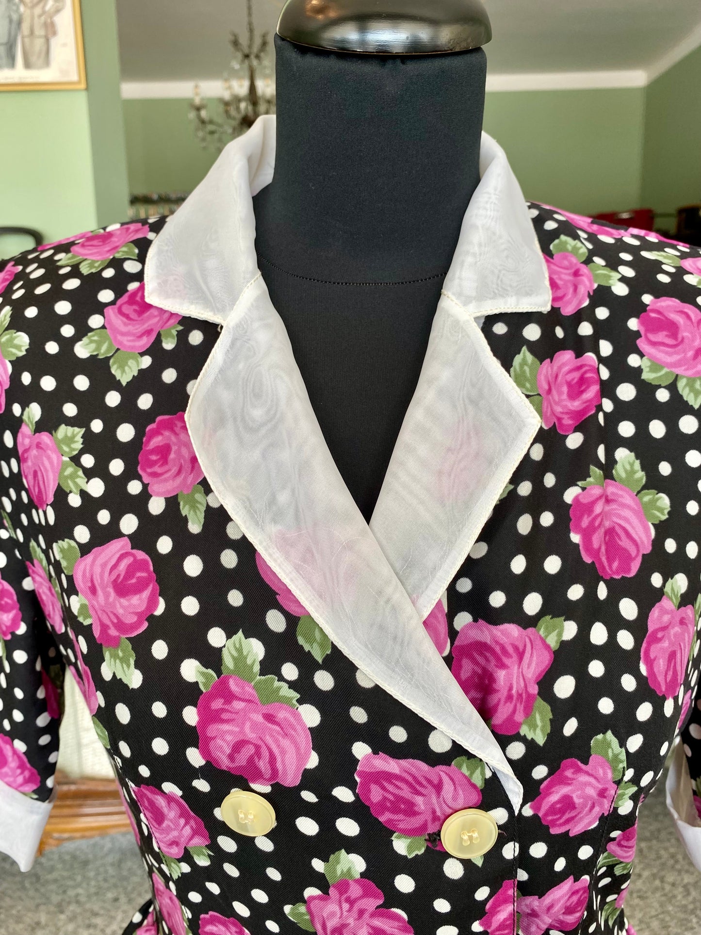 Abito anni '80 a pois e rose fucsia - TG. 40/42