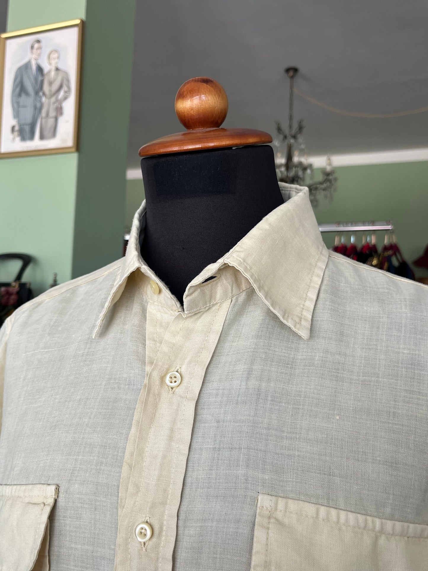Camicia a maniche corte lino S-M