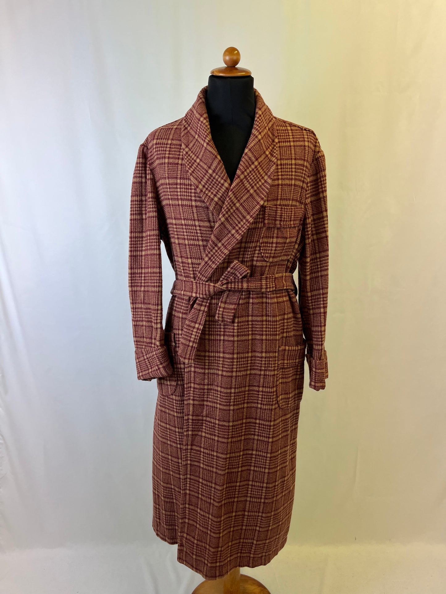 Vestaglia da camera beige a quadri L-XL