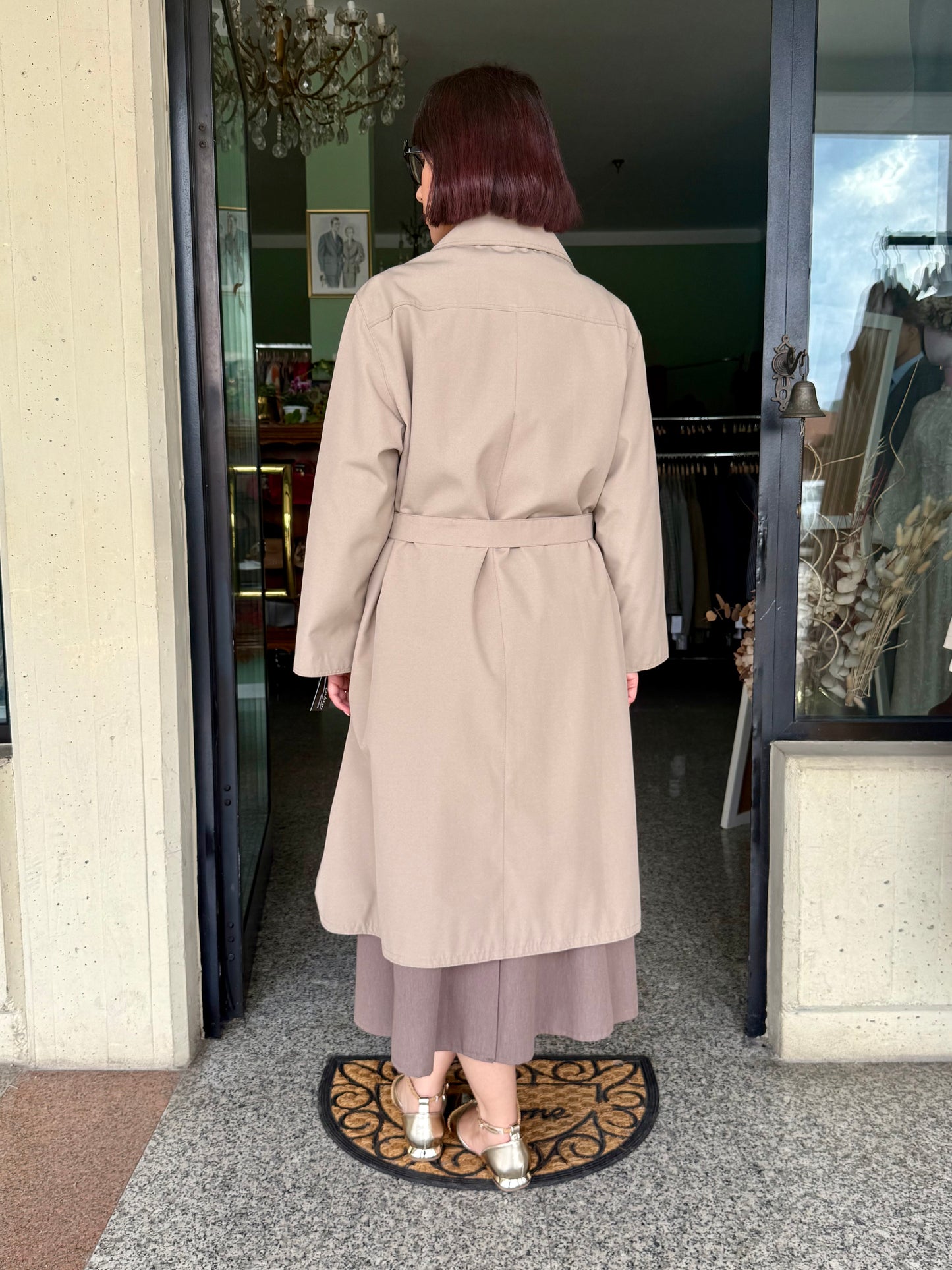 Trench beige midi anni ‘60 con cintura- TG. 42 - 46
