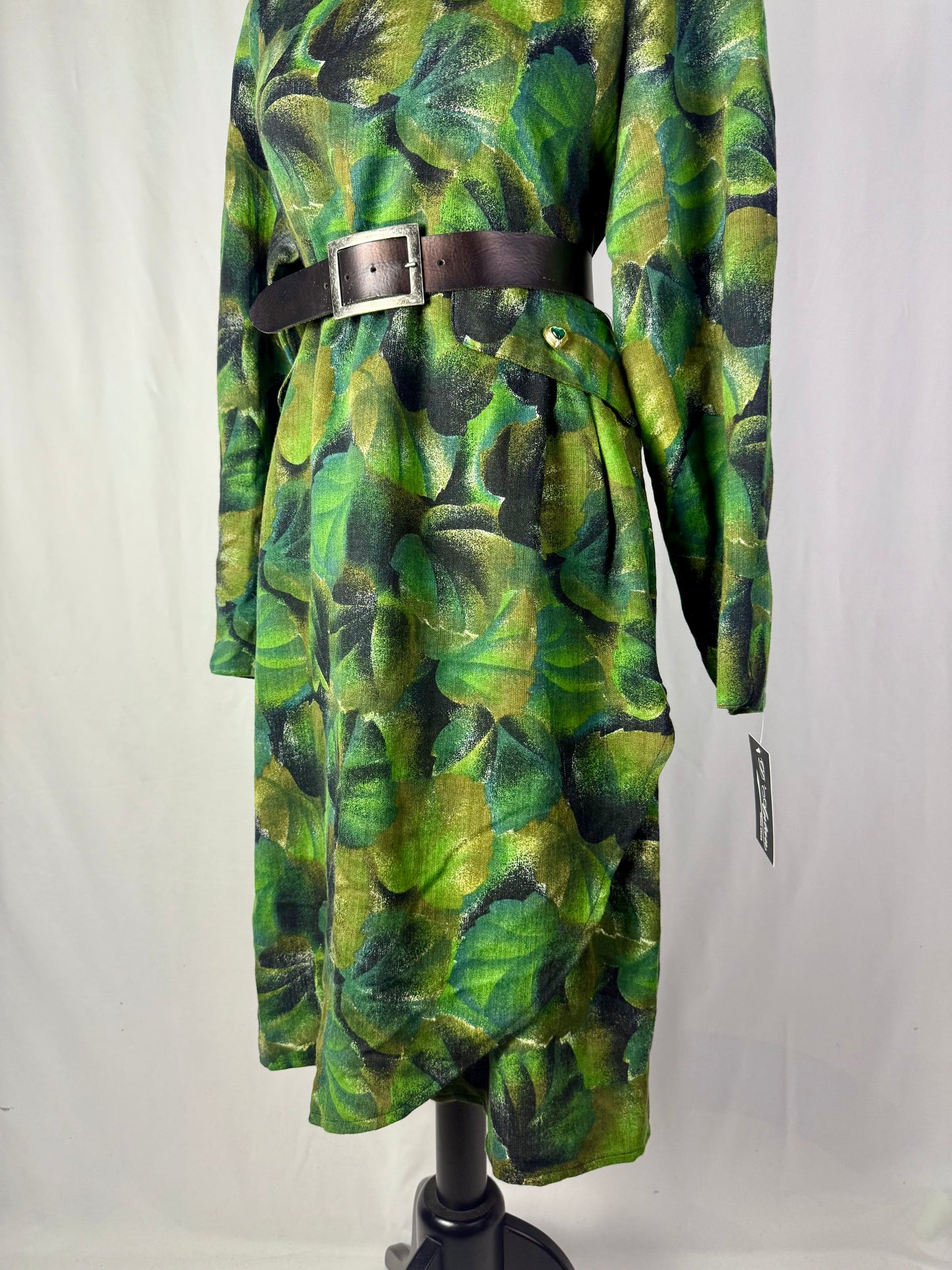 Abito in pura lana con stampa foglie - TG. 48/50