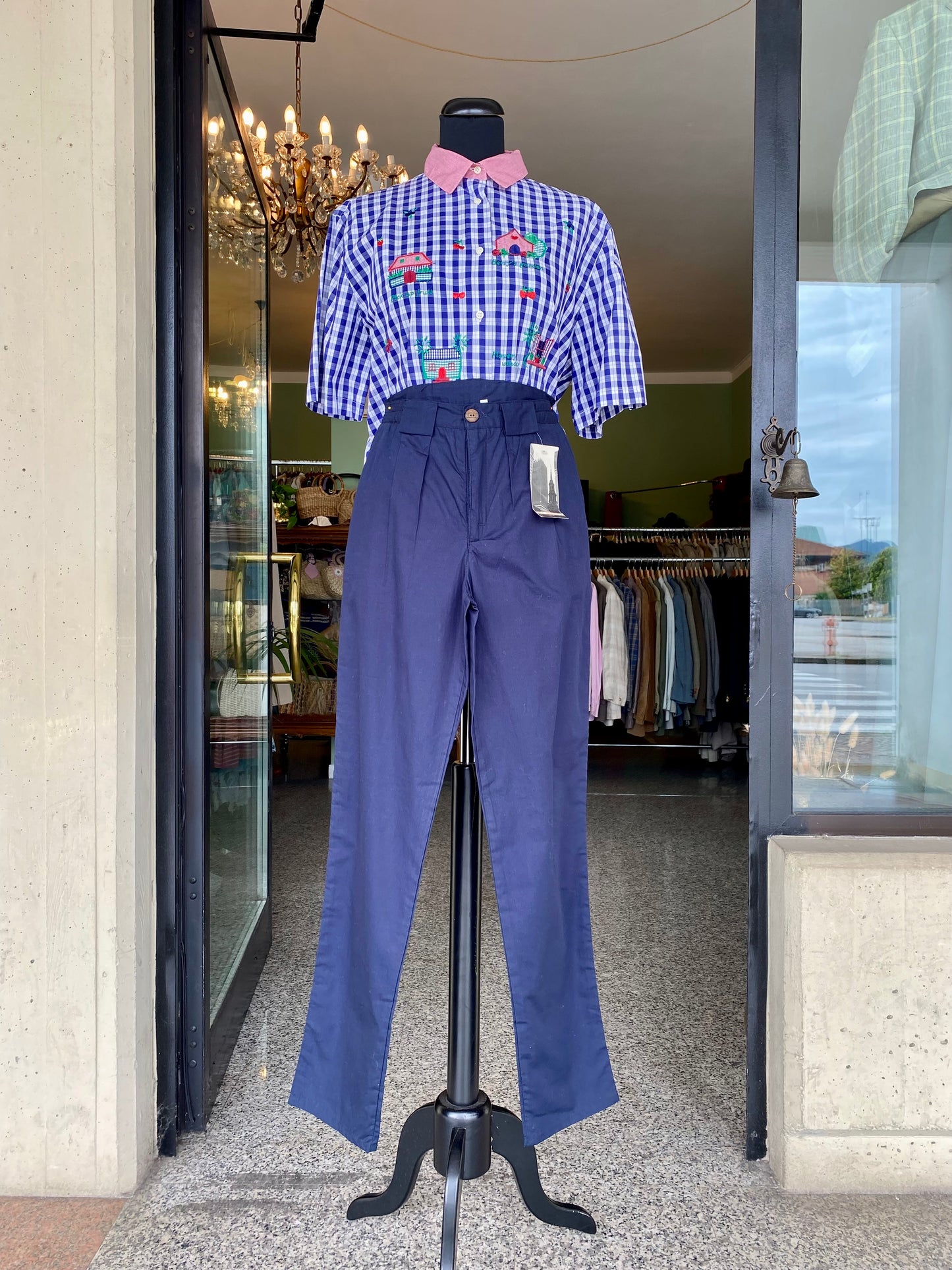 Pantaloni in cotone blu nuovi fondo di magazzino - TG. 38