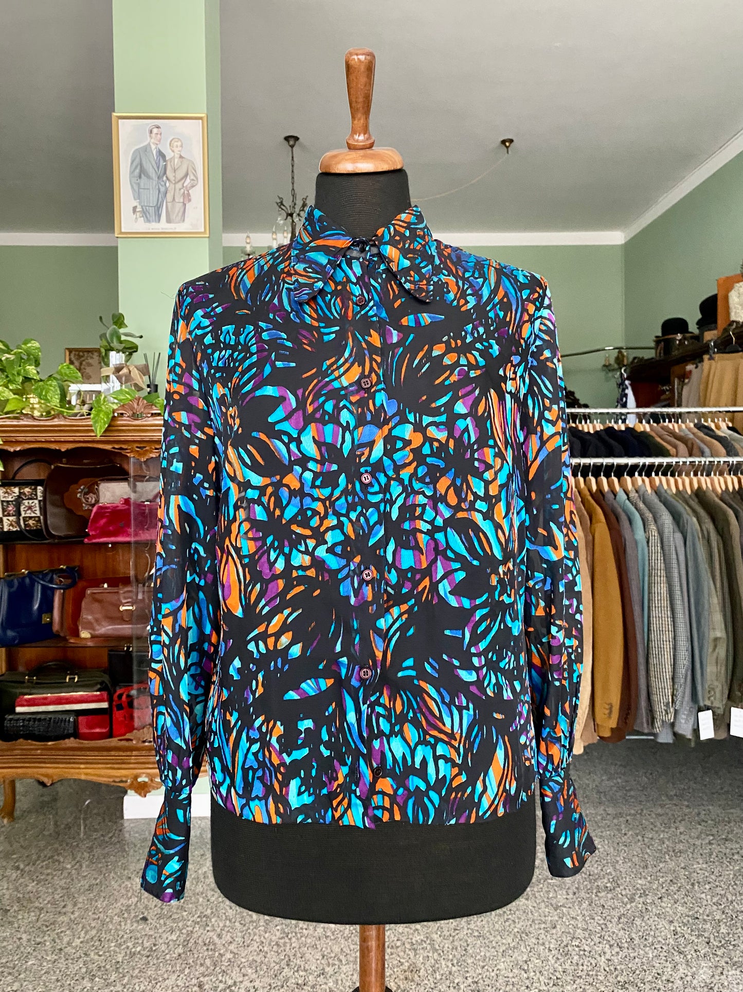 Camicia anni ‘70 stampa astratta - TG. 44 circa