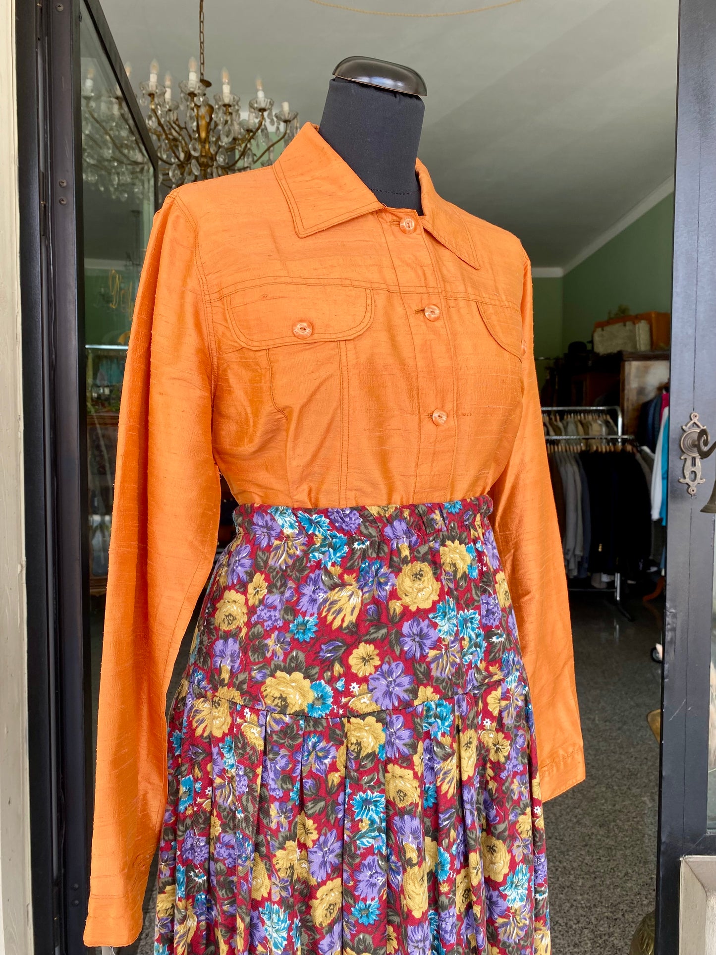 Camicia in shantung arancione - TG 42/44