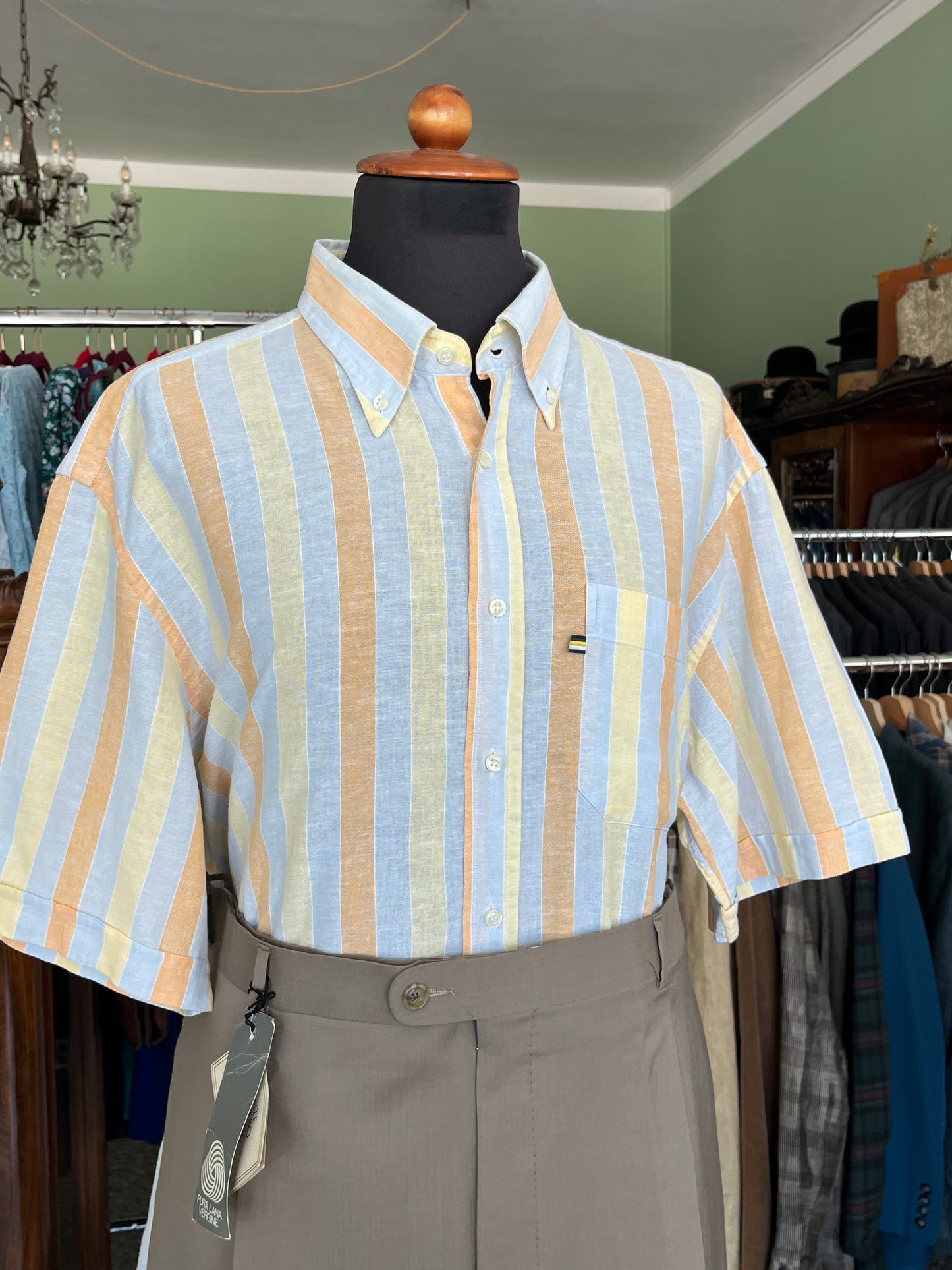 Camicia a maniche corte lino L-XL