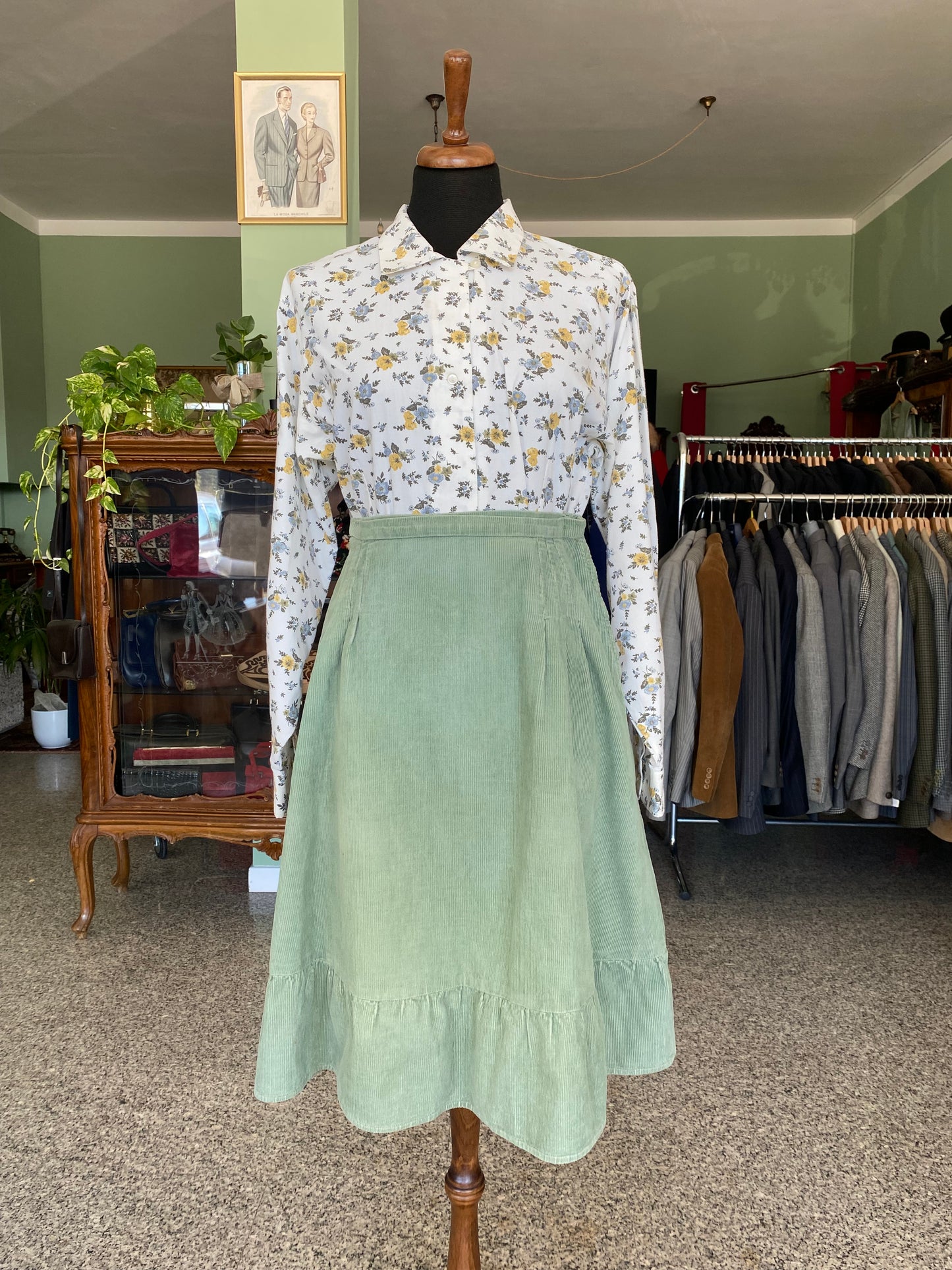 Completo gilet + gonna verde salvia - TG. 38