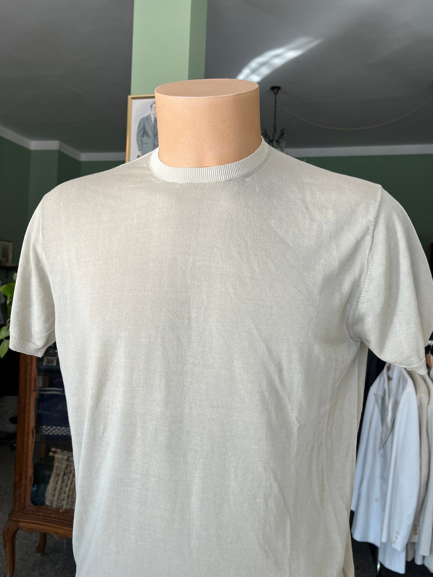 T-shirt a maniche corte cotone/lino tg. 50