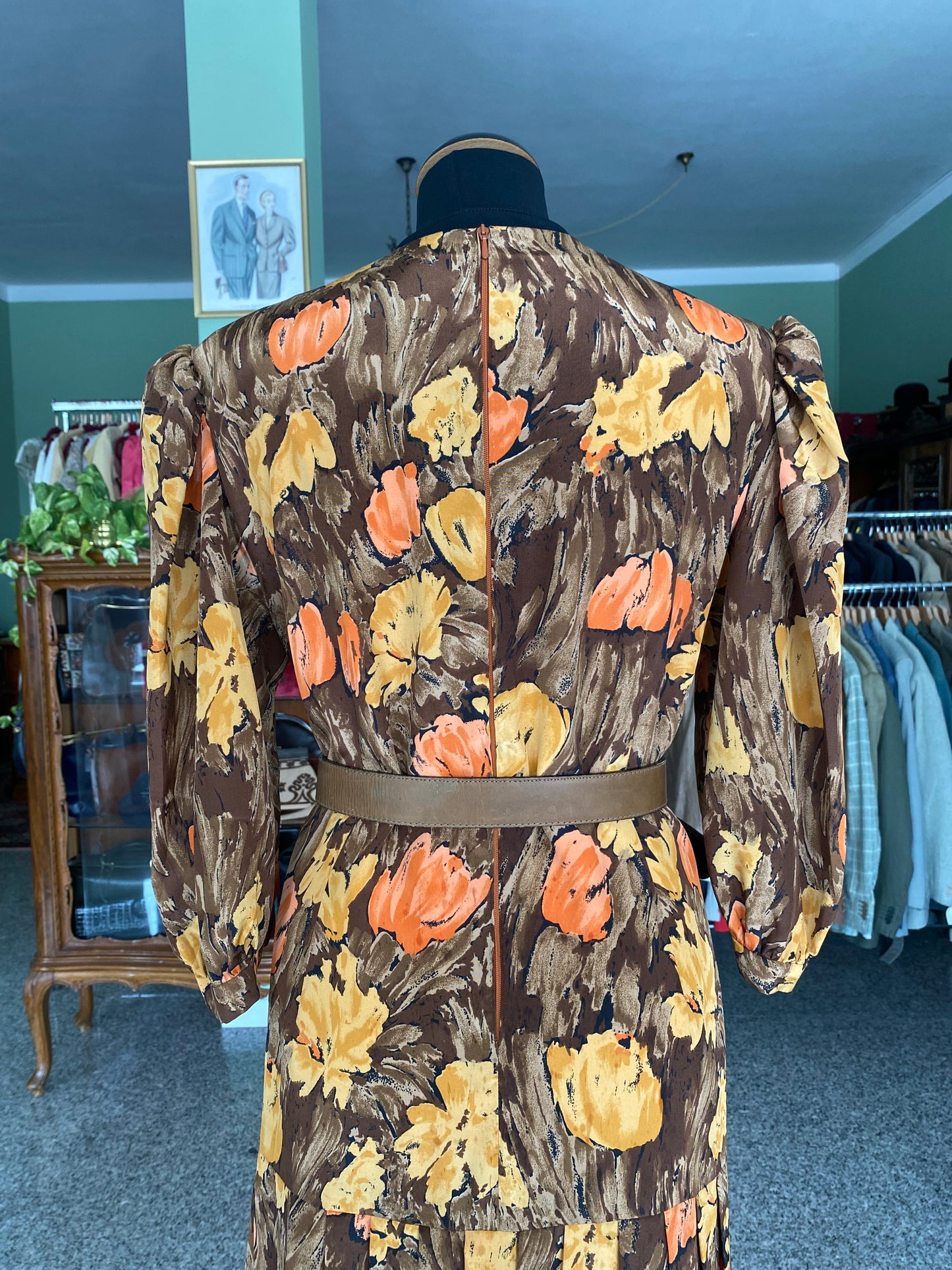 Abito in seta sartoriale con stampa pittorica - TG. 44 circa