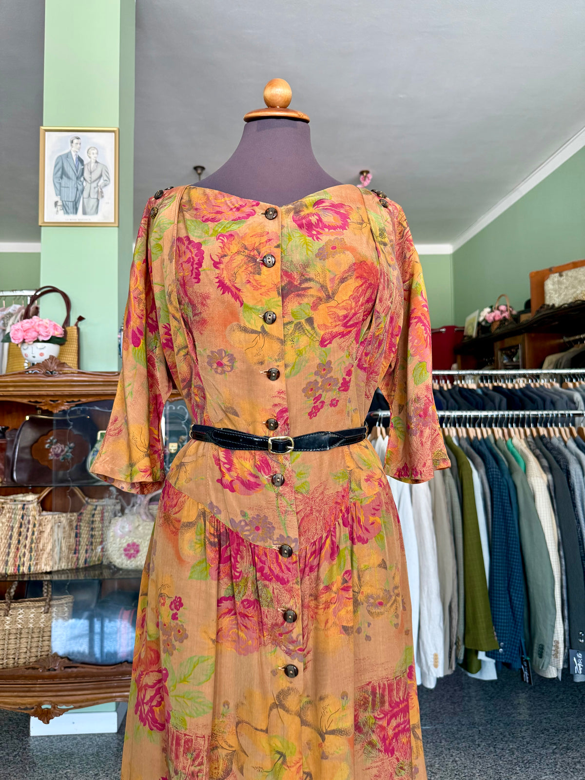 Abito anni ‘80 stampa toile de Jouy- TG. 46/48