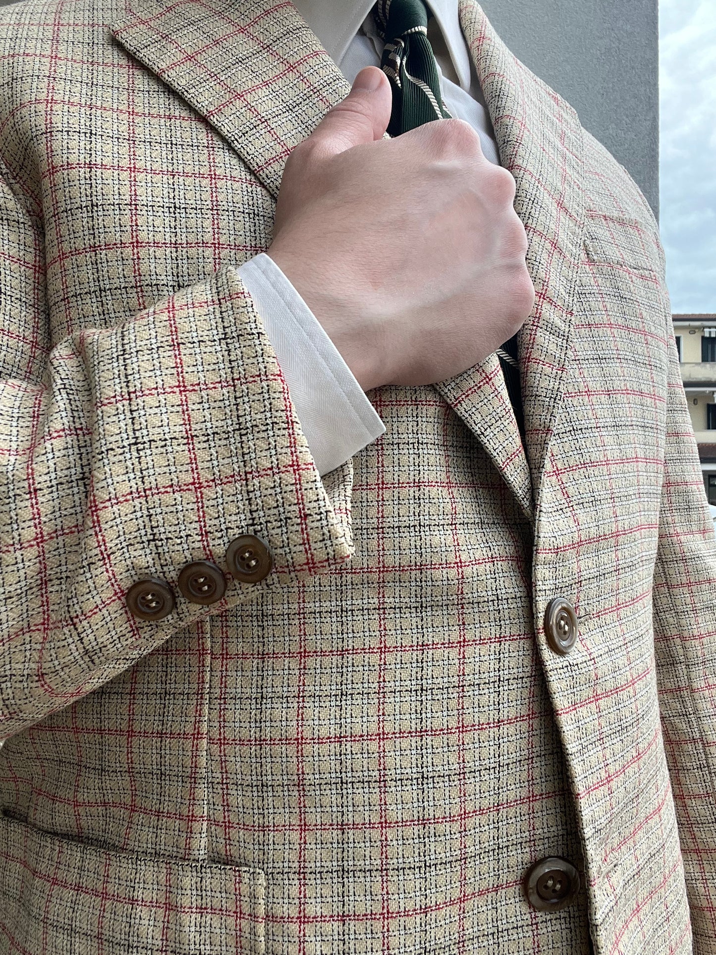 Giacca sartoriale anni ‘70 in lino e lana tg. 48