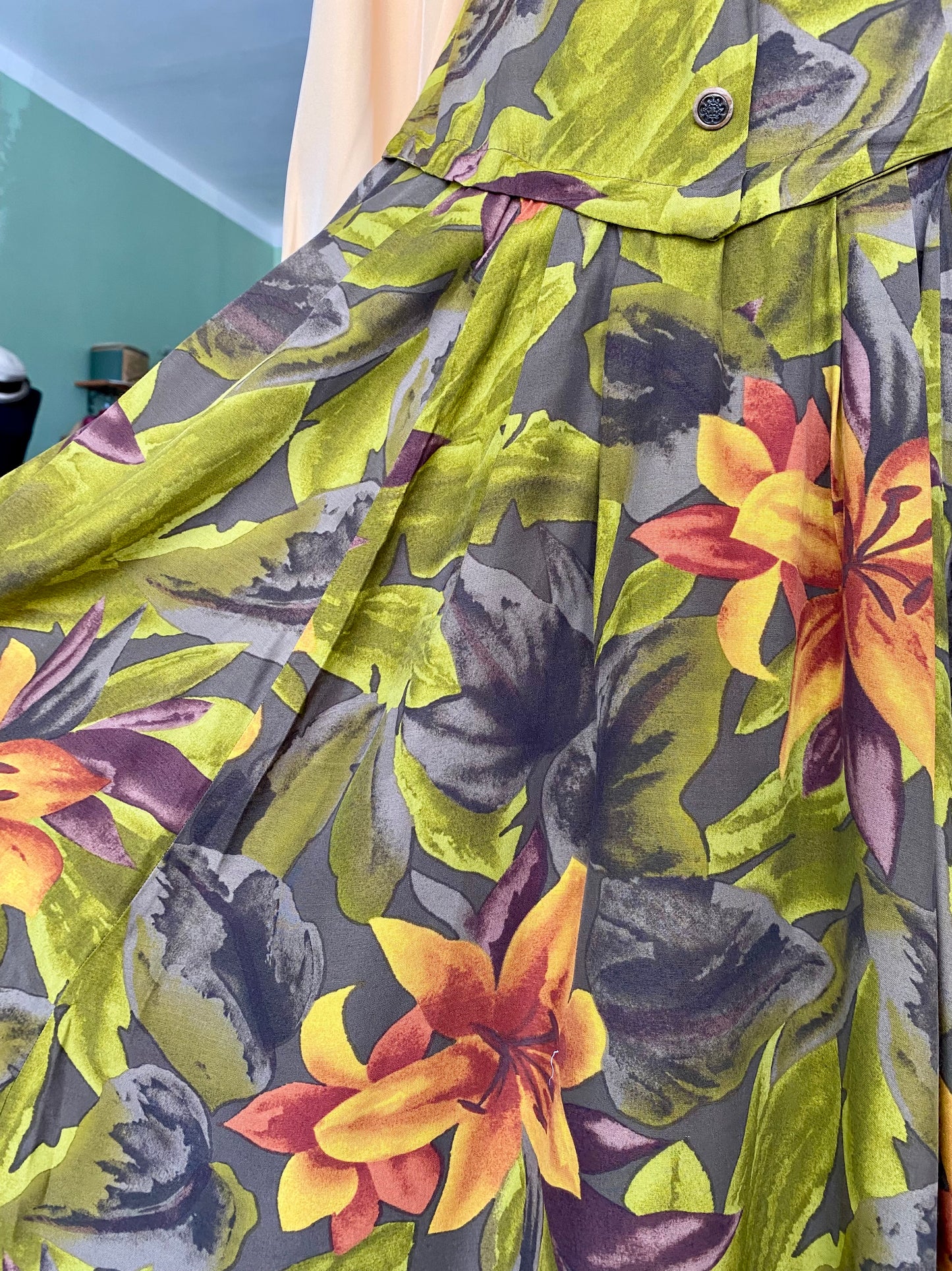 Gonna vintage anni ’70 a fiori tropicali - TG. 38