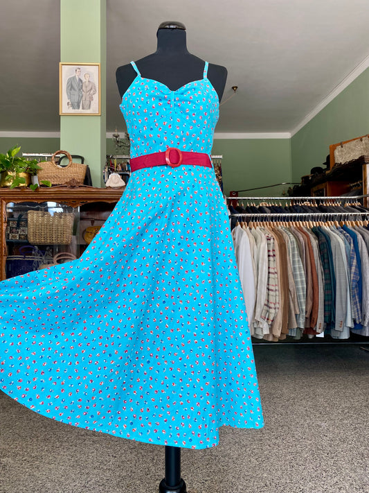 Cherry Bomb – Abito anni '70 in cotone stampato - TG. 36/38