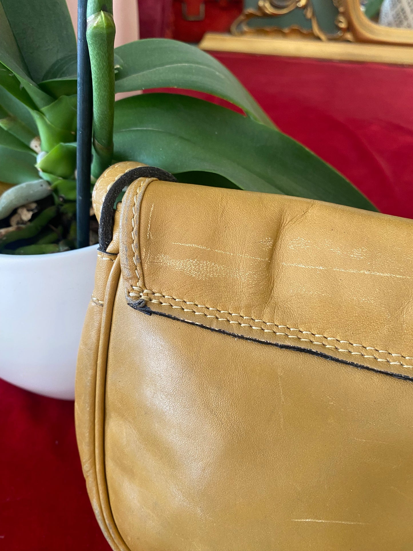 Borsa a tracolla in pelle senape