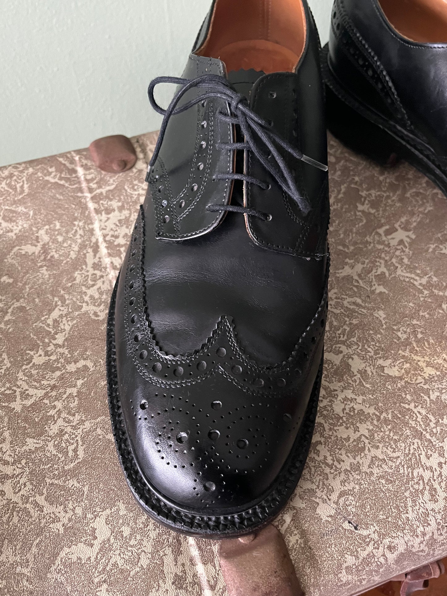 Scarpe derby brogue pelle nera tg. 45-46