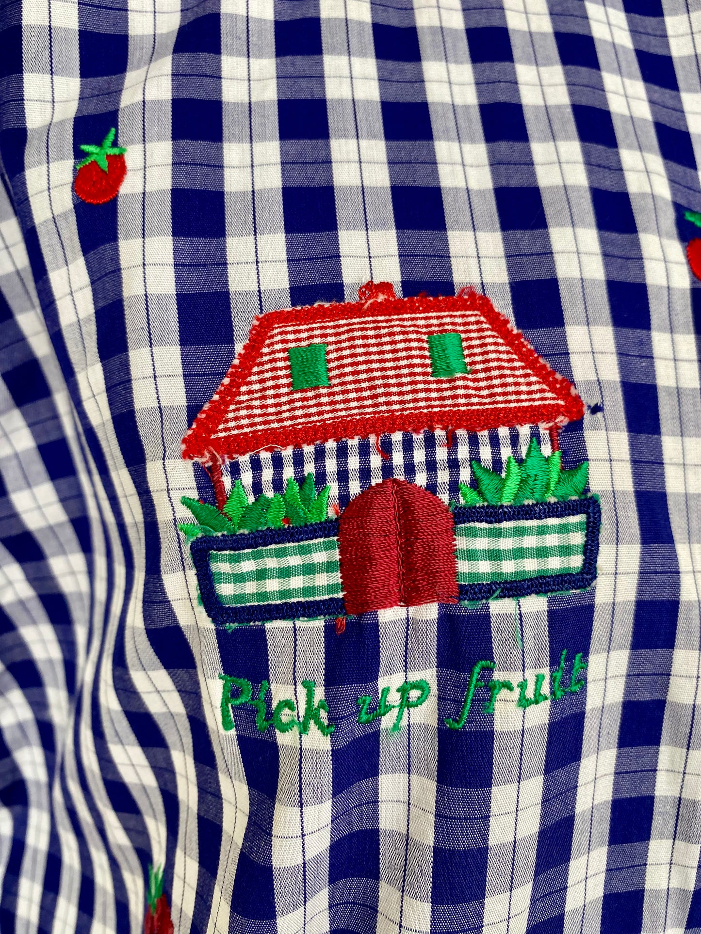 Camicia in cotone a quadretti con ricami - TG. 42 circa