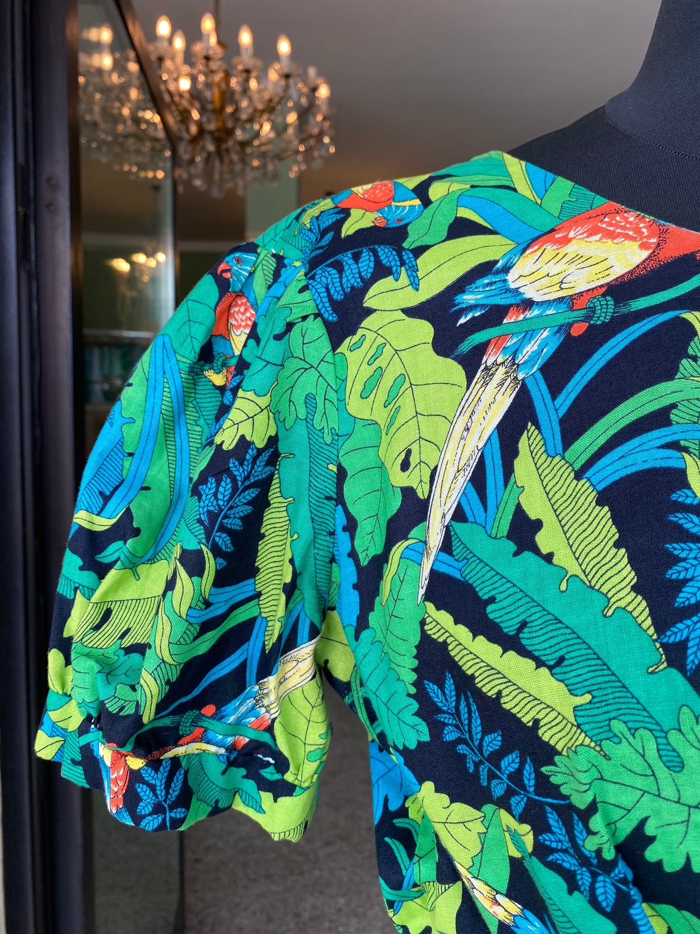 Abito anni ‘80 in cotone con pappagalli 🦜 - TG. 40/42/44 circa