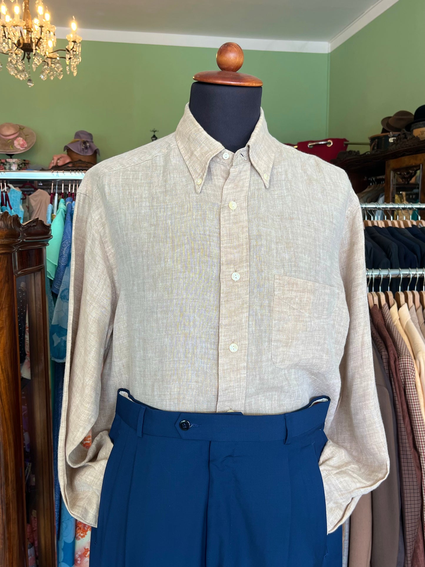 Camicia puro lino button-down tg. M-L