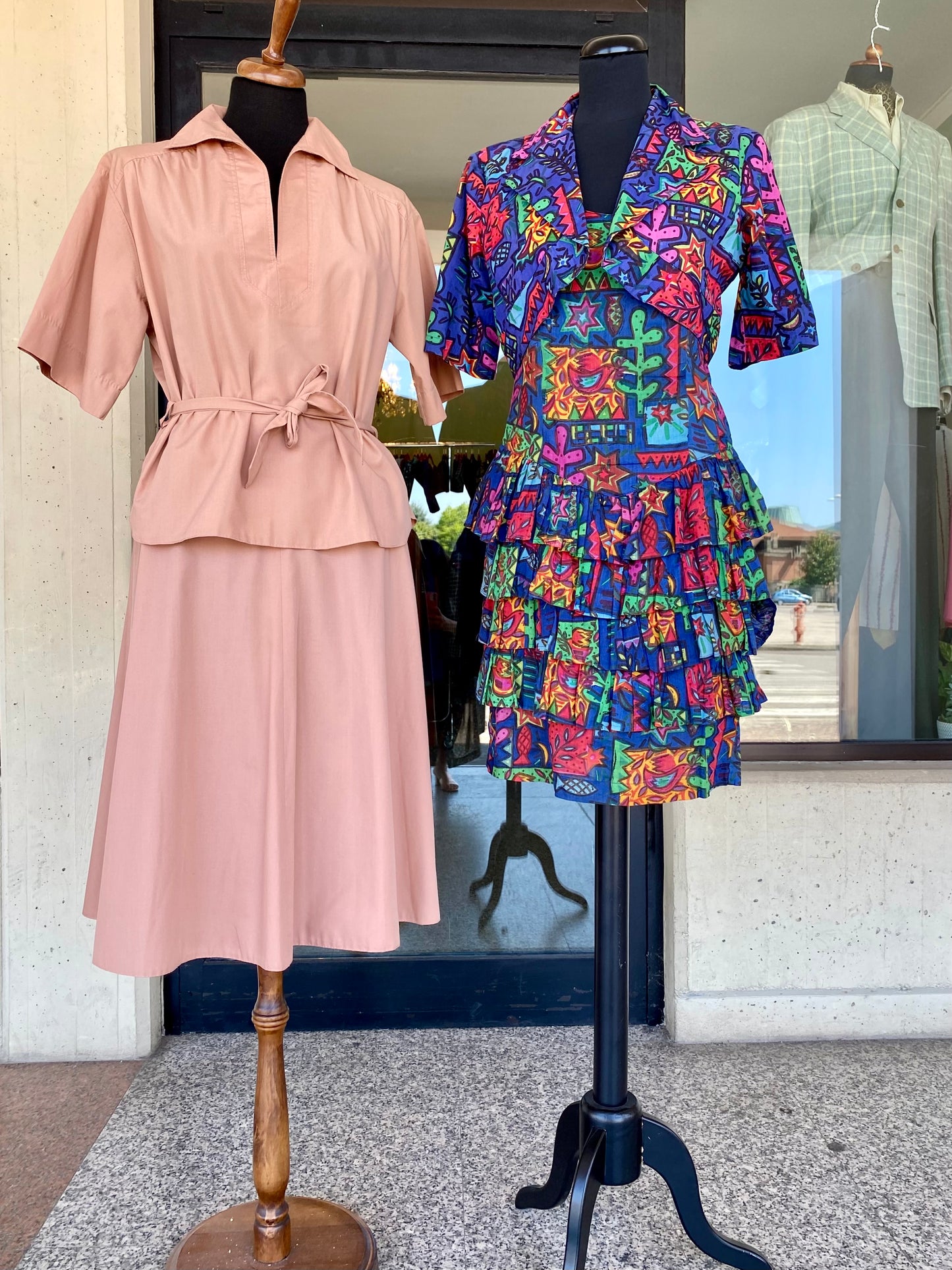 Completo anni ‘70 in cotone rosa antico - TG. 42/44