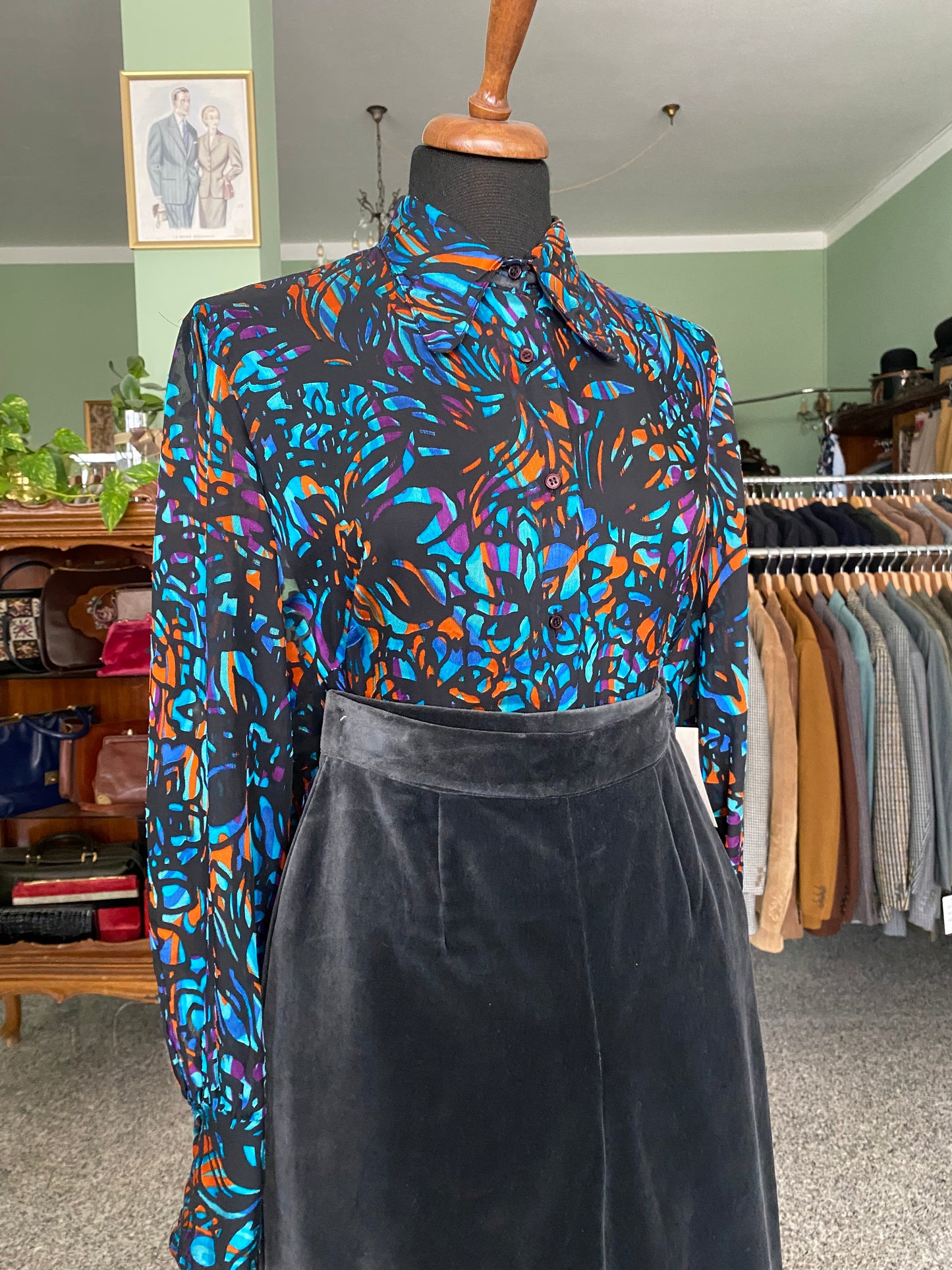 Camicia anni ‘70 stampa astratta - TG. 44 circa