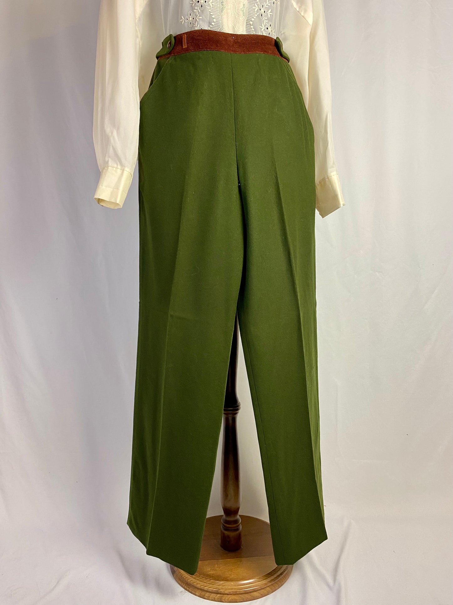 Pantaloni in lana verde bosco - TG. 40