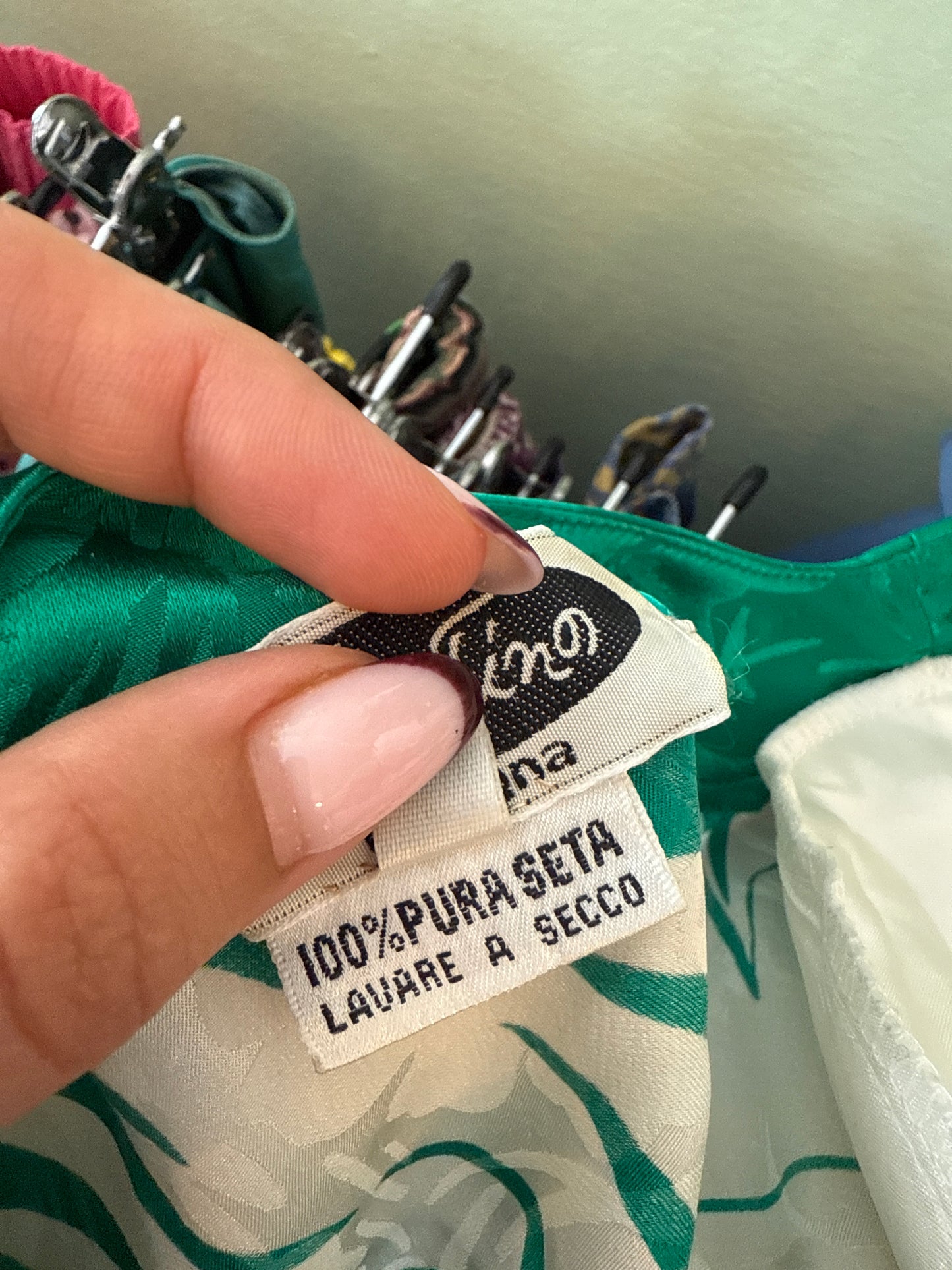 Abito anni ’80 in pura seta stampa tropicale - TG. 44 circa