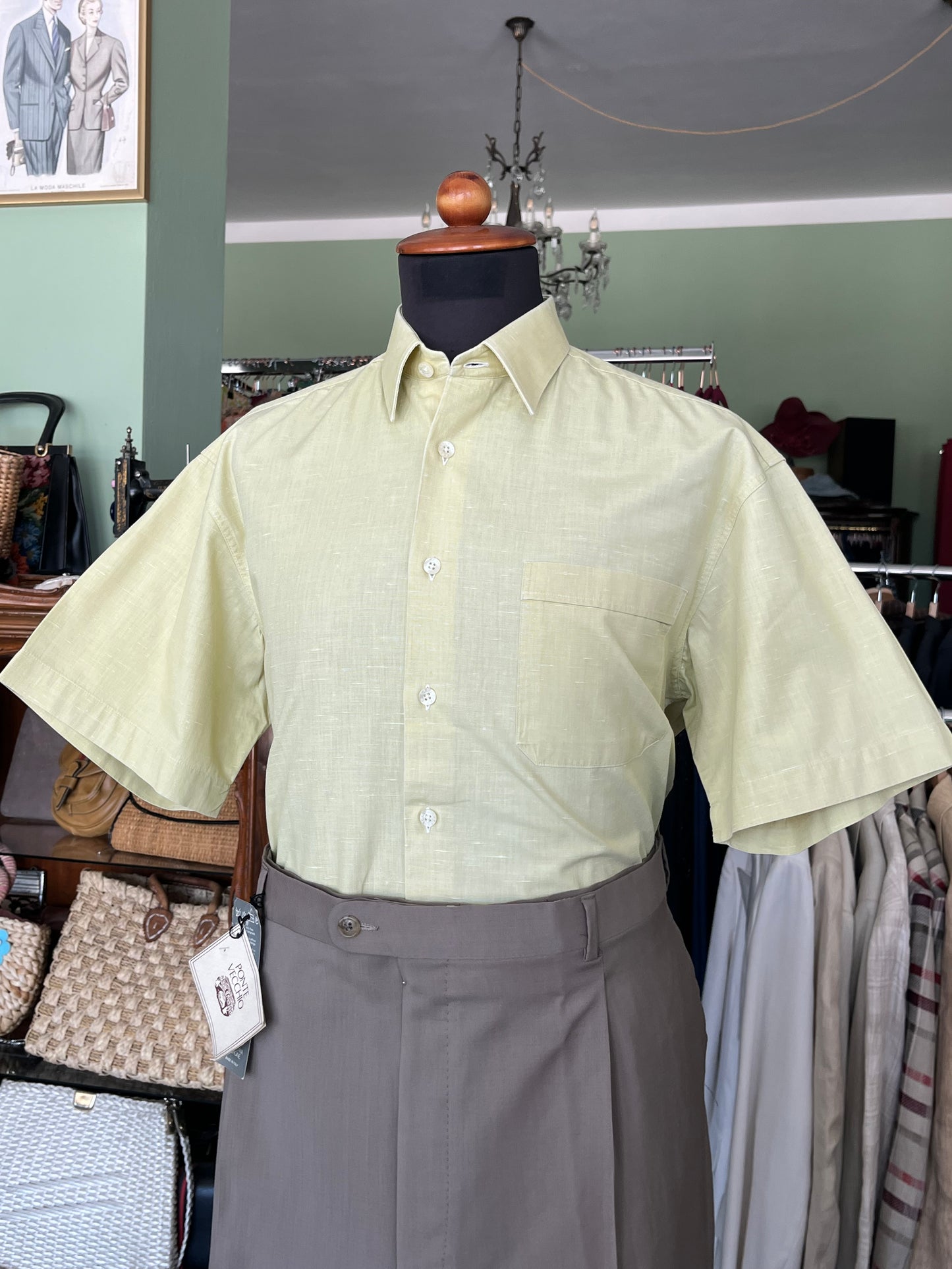 Camicia a maniche corte lino S-M