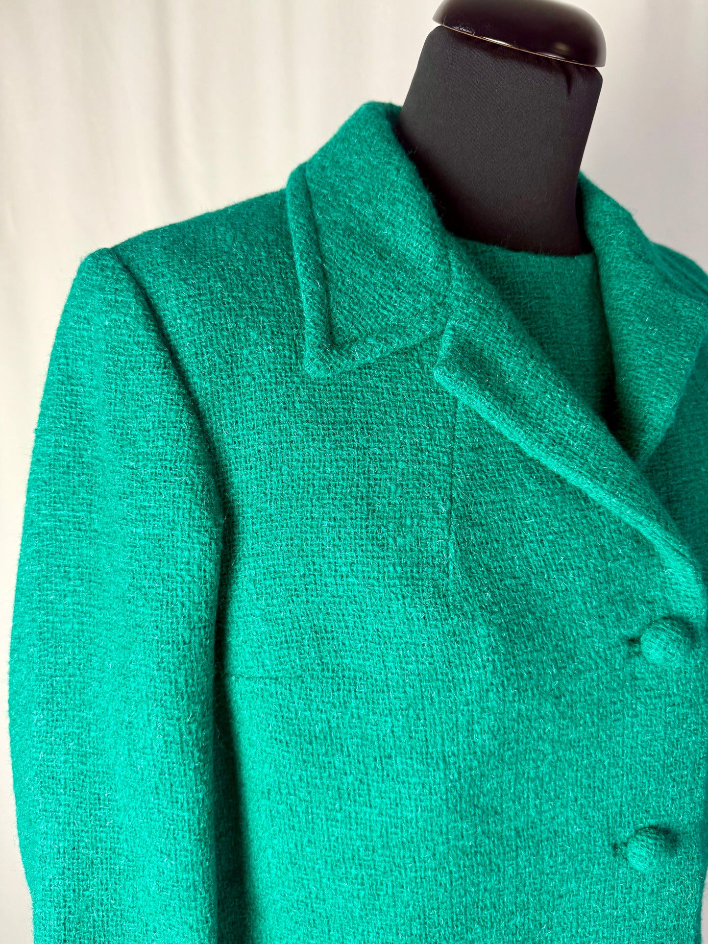 Tailleur giacca + abito in bouclé di lana anni ’60 sartoriale - TG. 40/42
