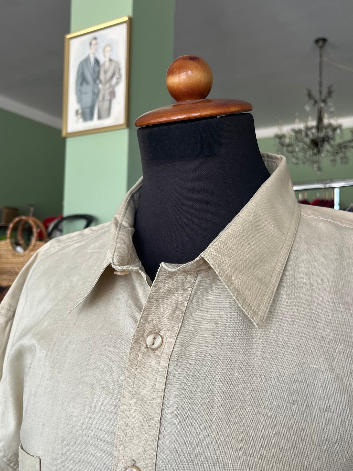 Camicia a maniche corte lino XL-XXL