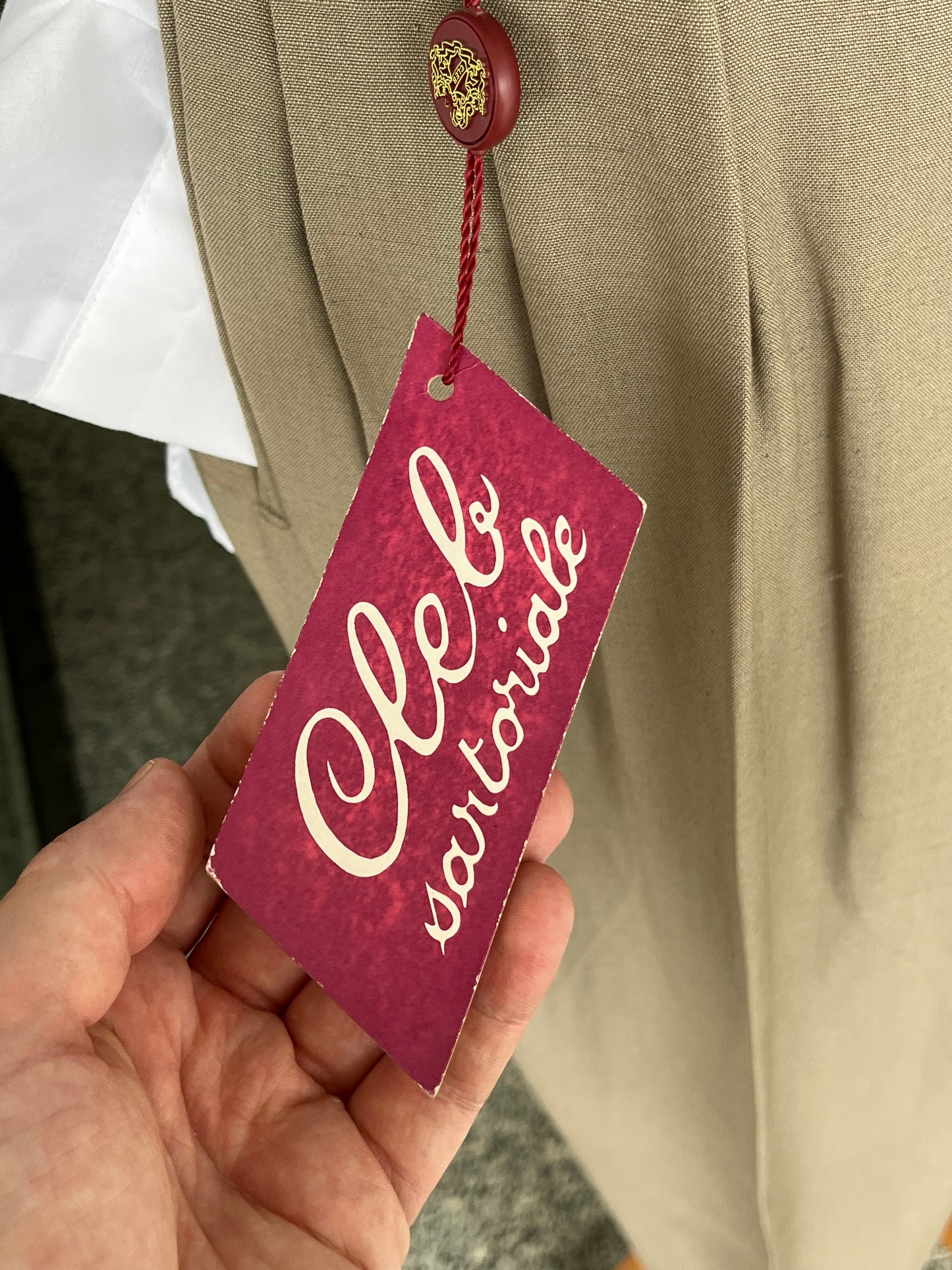 Calzoni in lino/cotone color salvia tg. 46-48